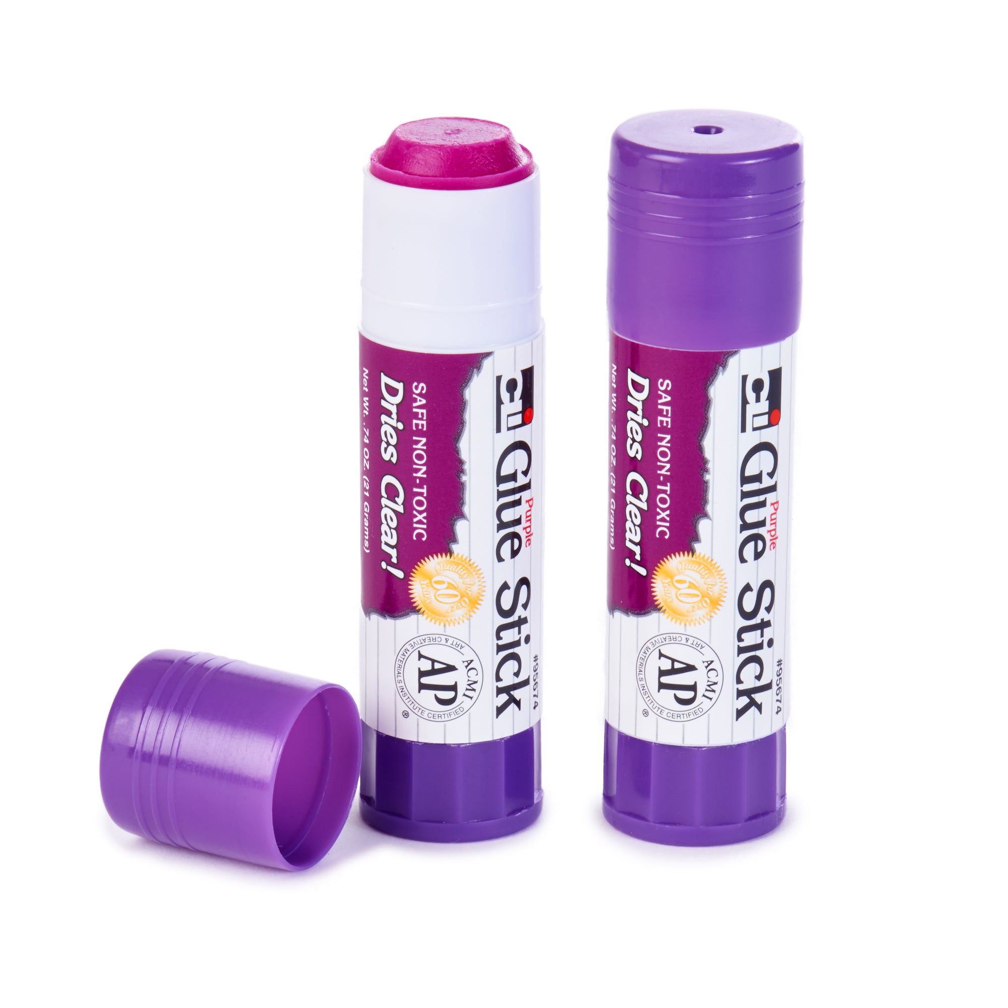 Purple Glue Sticks, .74 oz, 12 Per Pack, 3 Packs