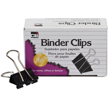 Binder Clips, Medium, 5/8" Capacity, 12 Per Box, 24 Boxes - A1 School Supplies