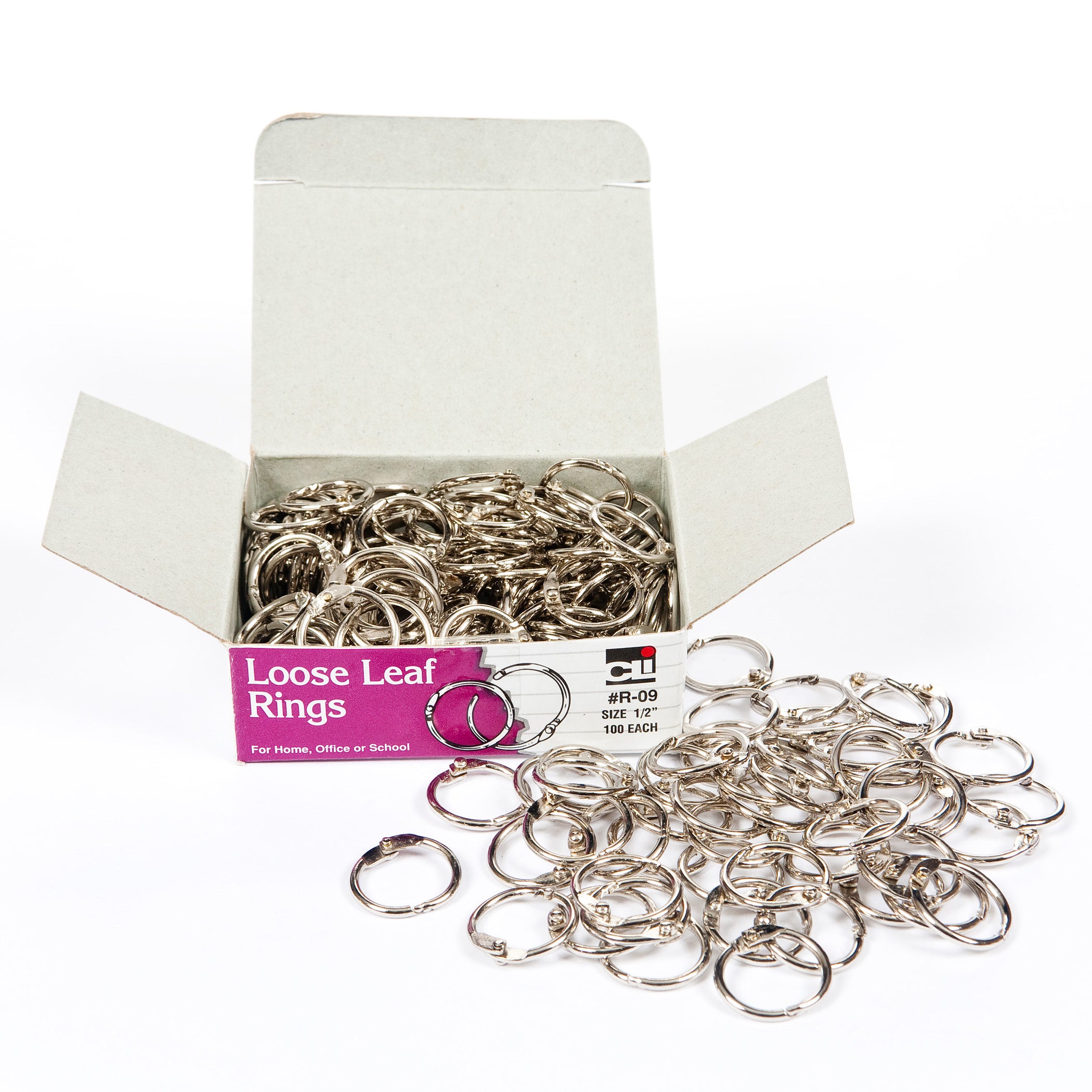 Loose Leaf Rings, 1/2", 100 Per Box, 2 Boxes