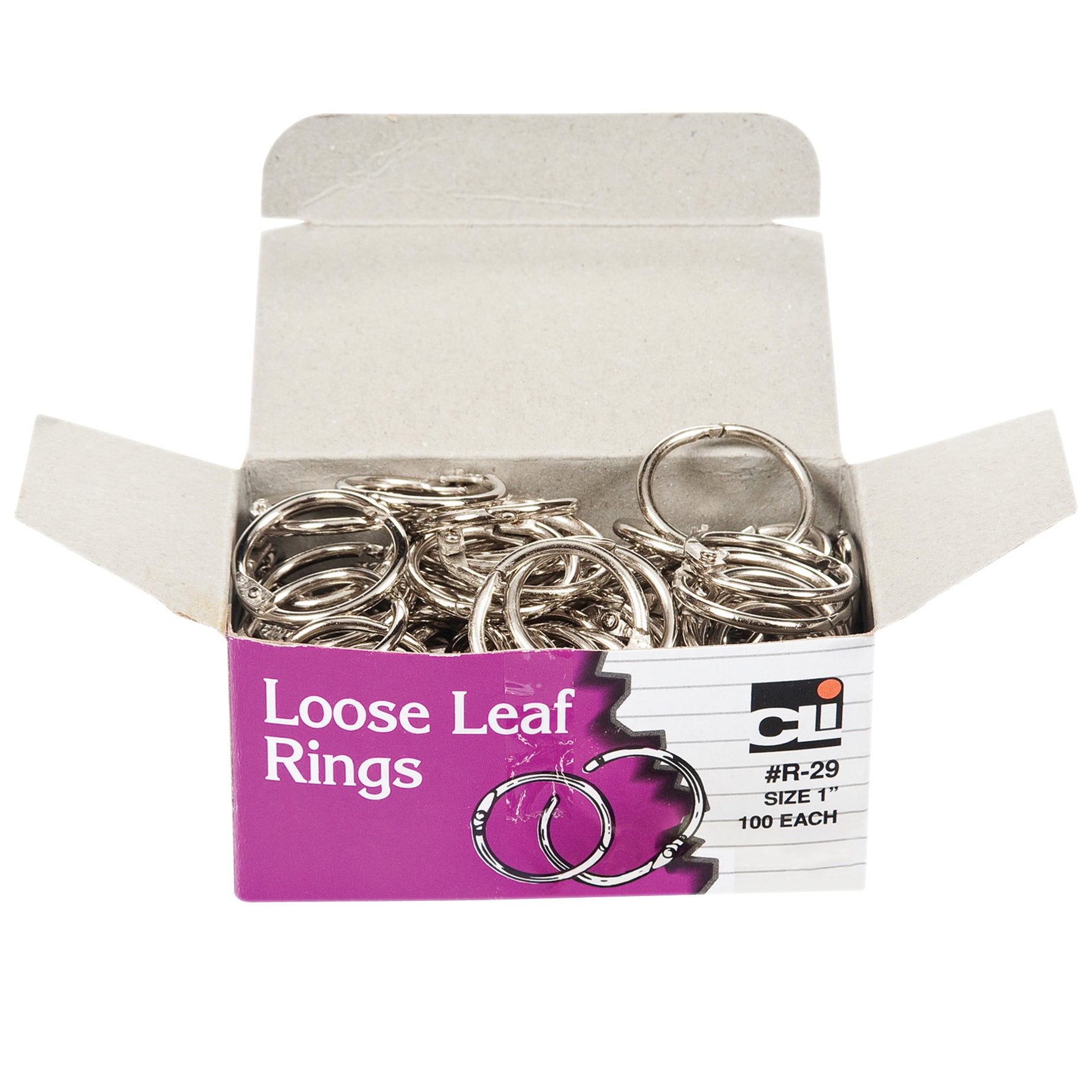 Loose Leaf Book Rings, 1" Diameter, 100 Per Box, 2 Boxes - A1 School Supplies