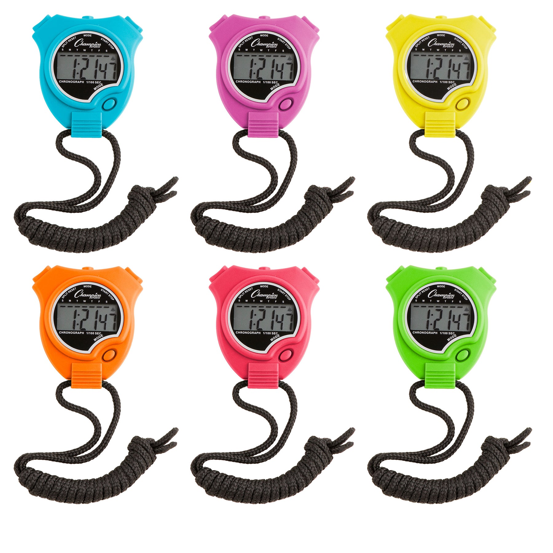 Stop Watch, Neon Colors, Set of 6