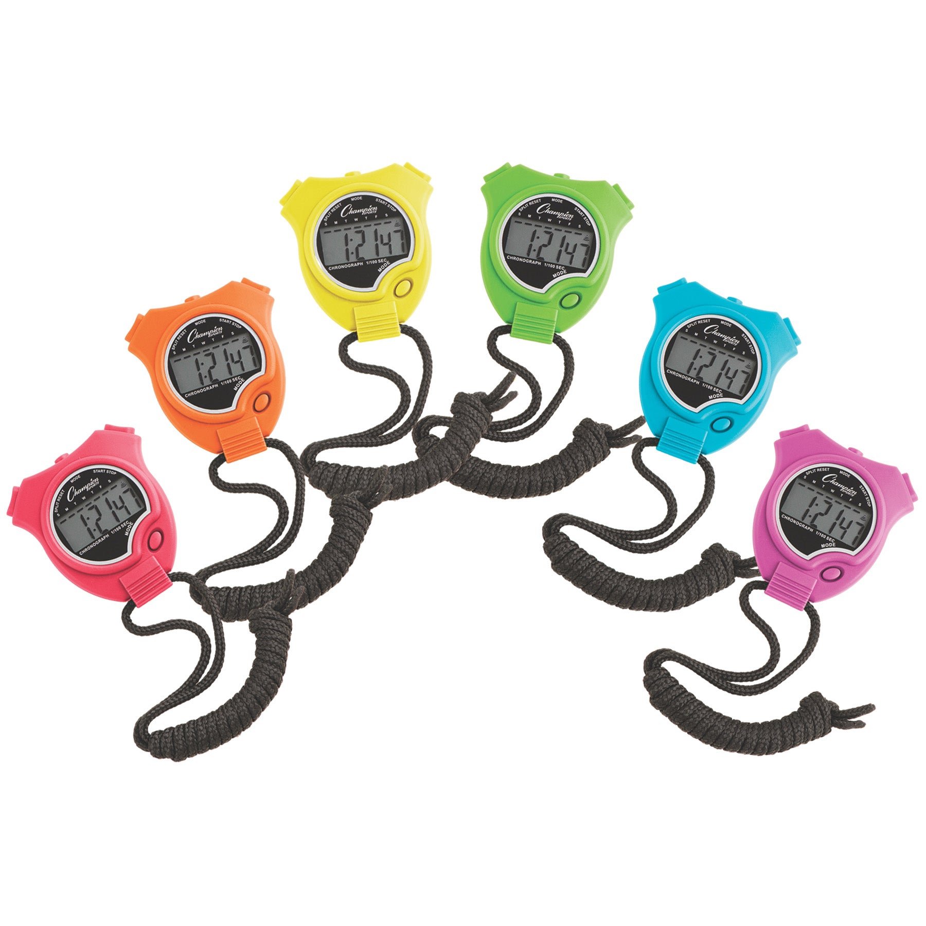 Stop Watch, Neon Colors, Set of 6