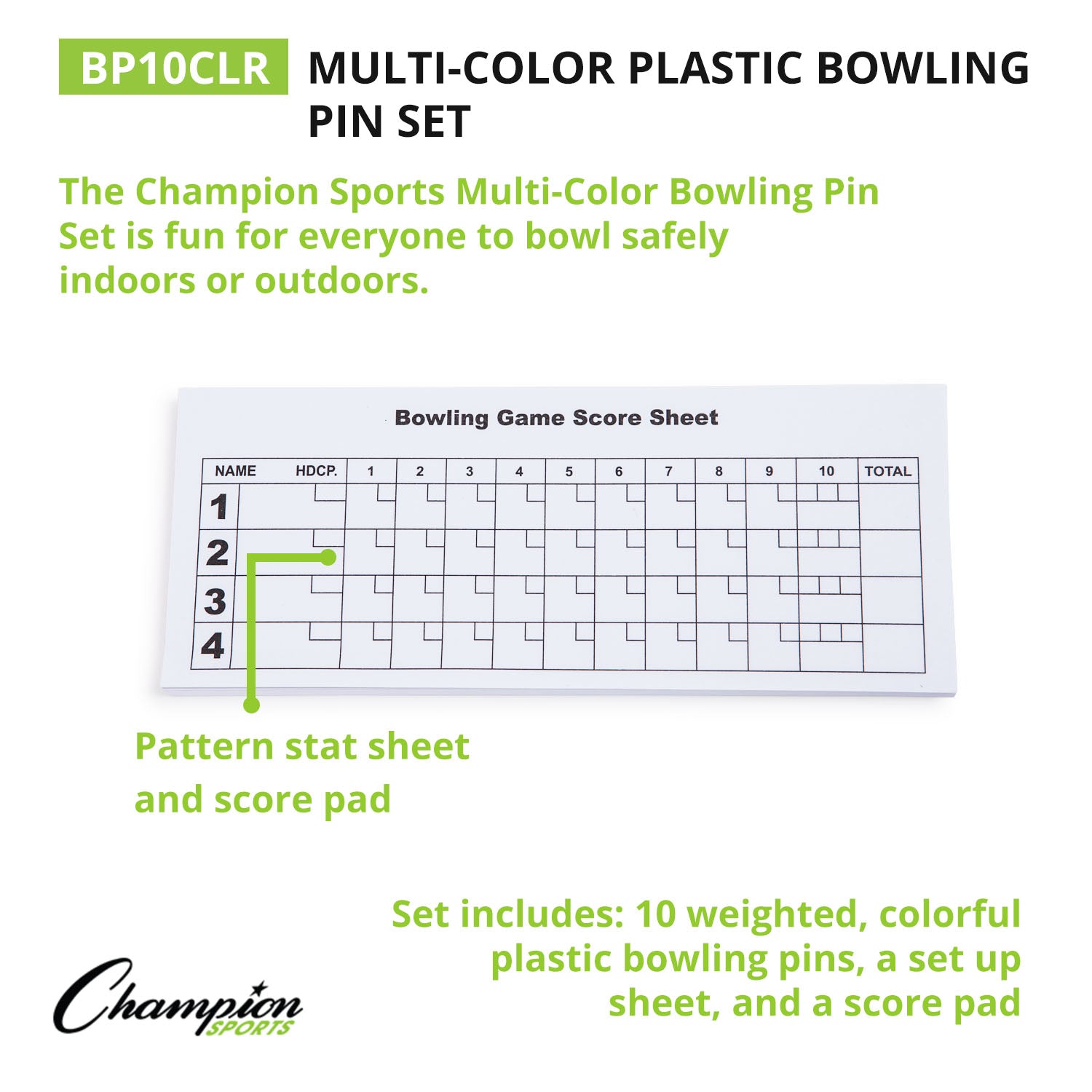 Multicolor Bowling Pin Set, 10 Pins - A1 School Supplies