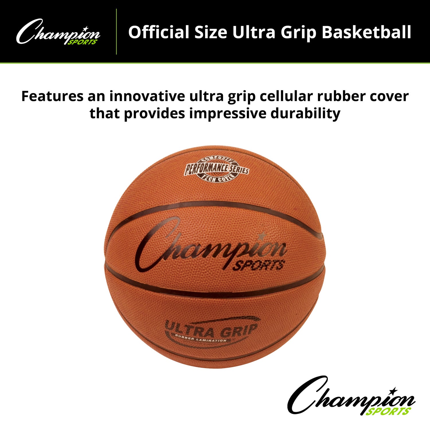 Ultra Grip Rubber Basketball with Bladder, Official Size 7