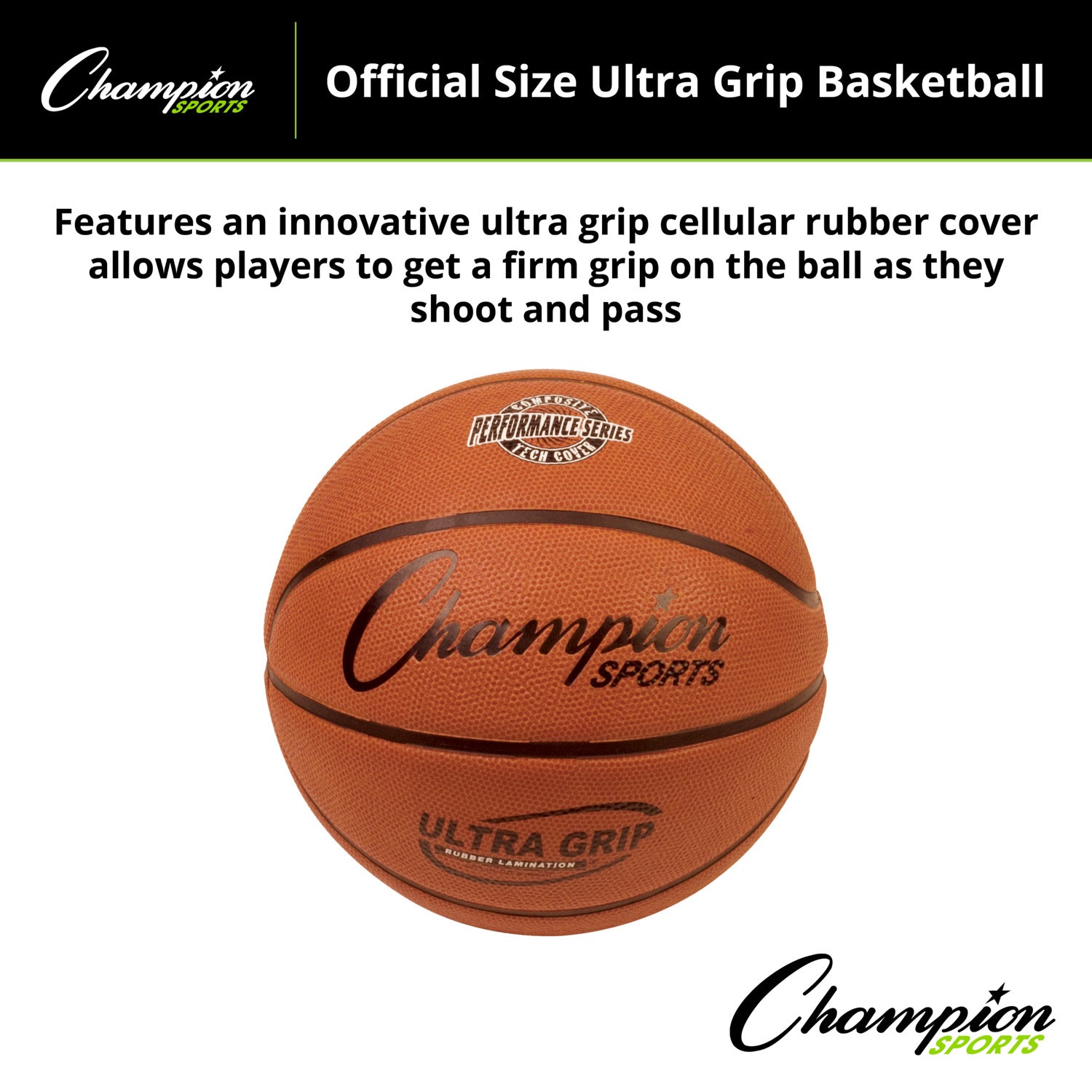 Ultra Grip Rubber Basketball with Bladder, Official Size 7