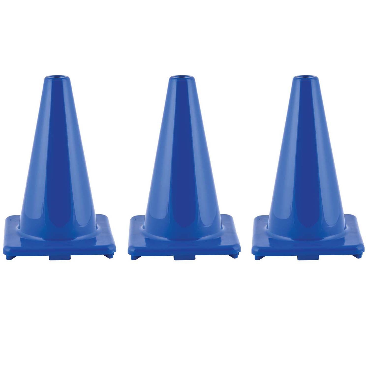 Hi-Visibility Flexible Vinyl Cone, 12", Royal Blue, Pack of 3