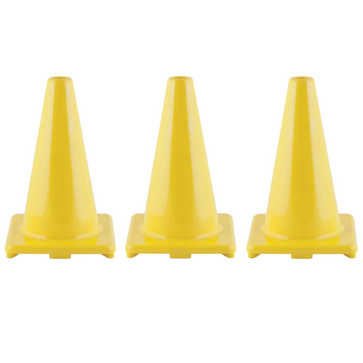 Hi-Visibility Flexible Vinyl Cone, 12", Yellow, Pack of 3