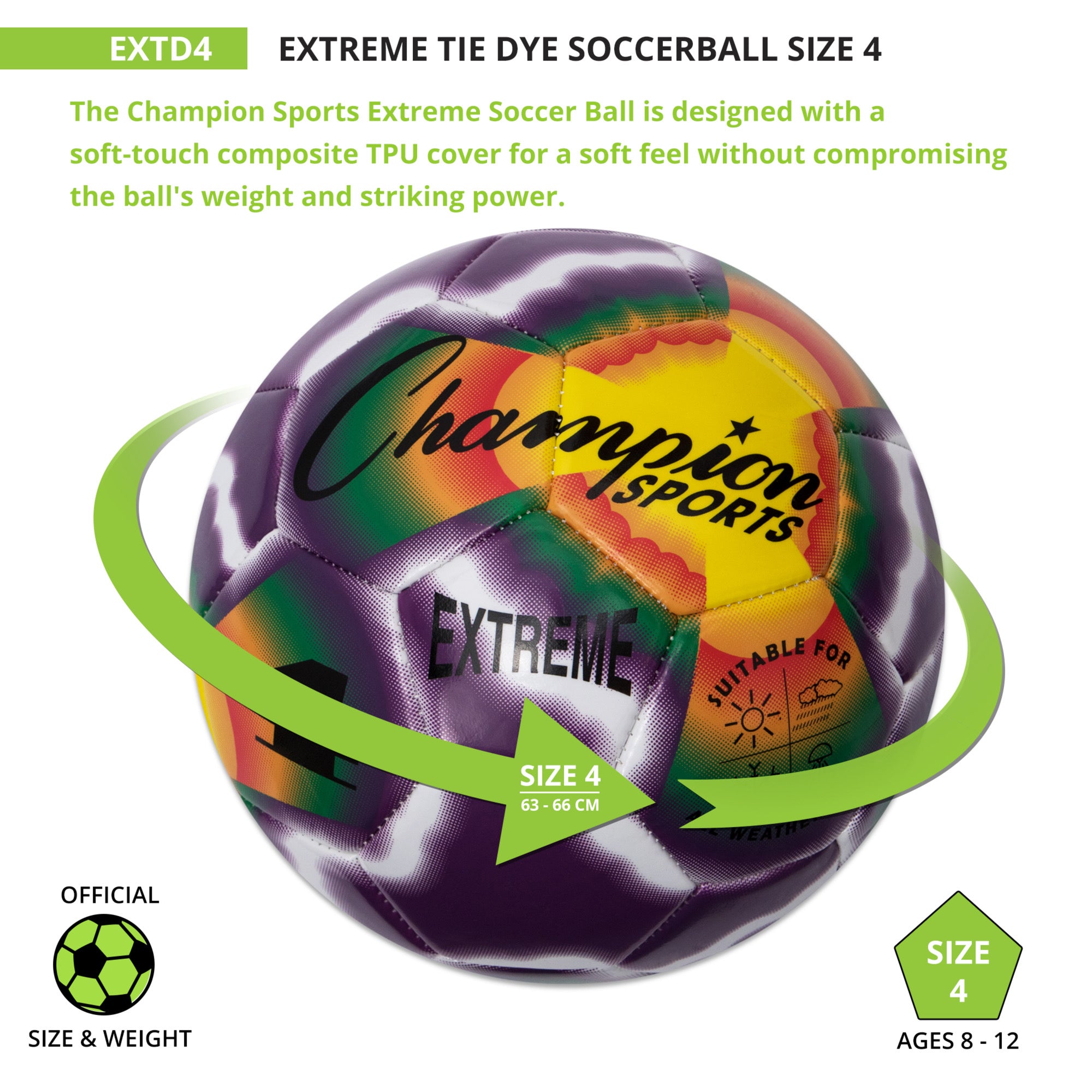 Extreme Tiedye Soccerball, Size 4