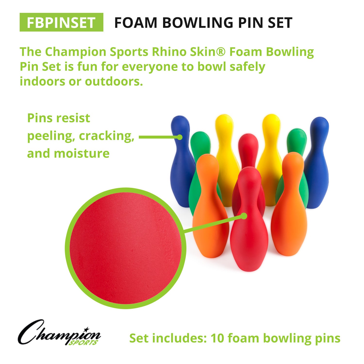 Colored Foam-Coated Bowling Pin Set