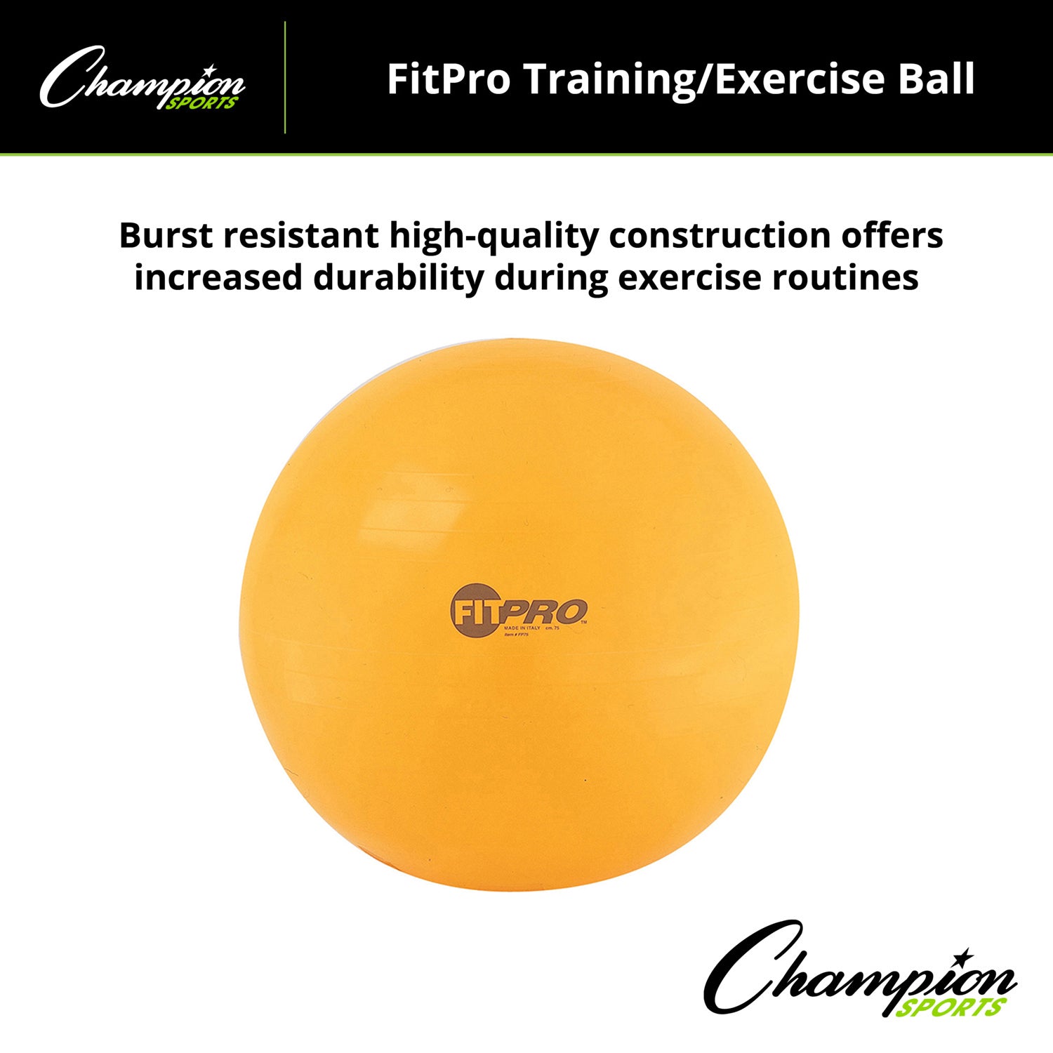 Fitpro Training & Exercise Ball, 75 cm, Yellow