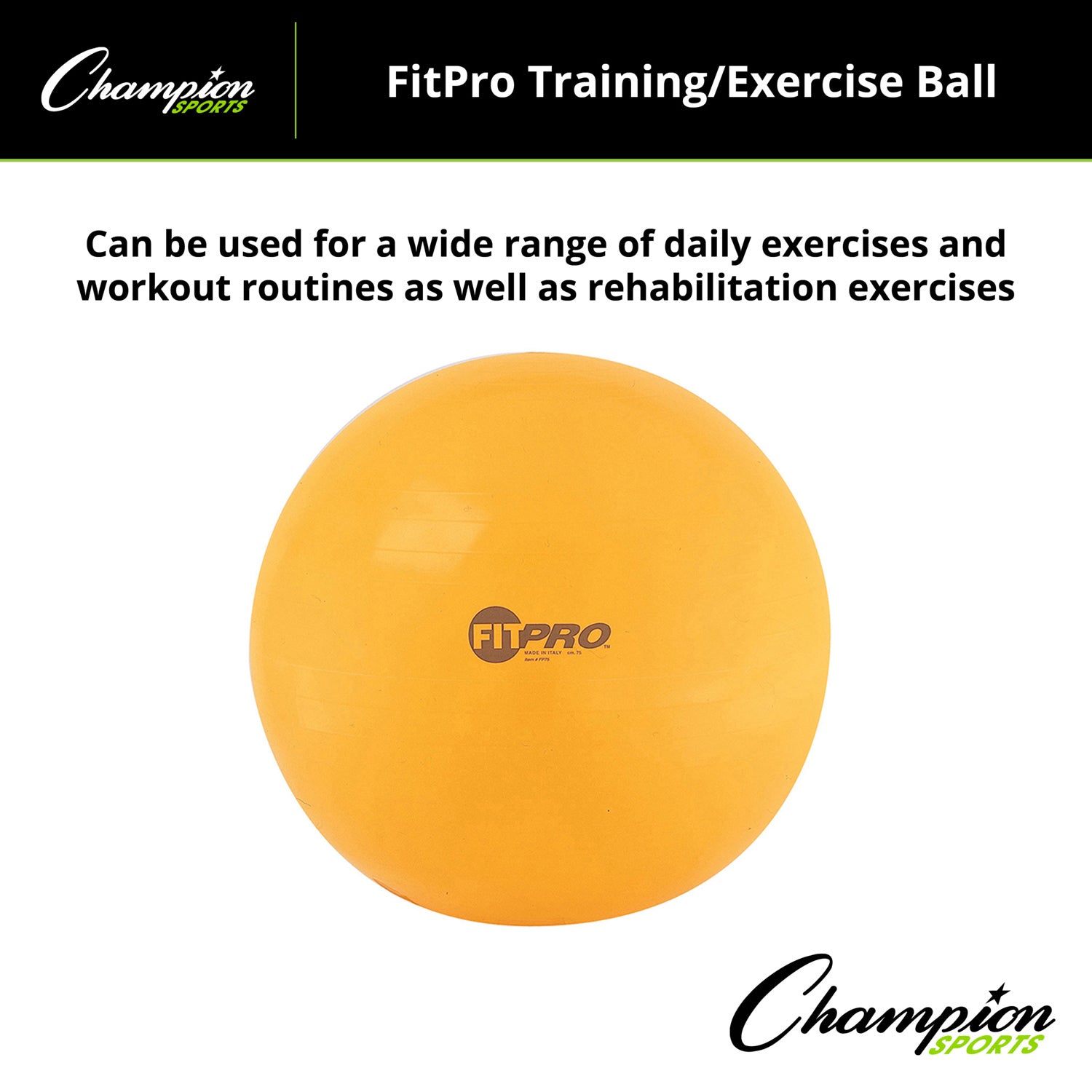 Fitpro Training & Exercise Ball, 75 cm, Yellow