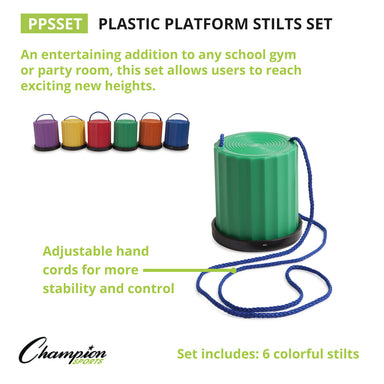 Plastic Platform Stilts, Assorted Colors, Set of 6 - A1 School Supplies