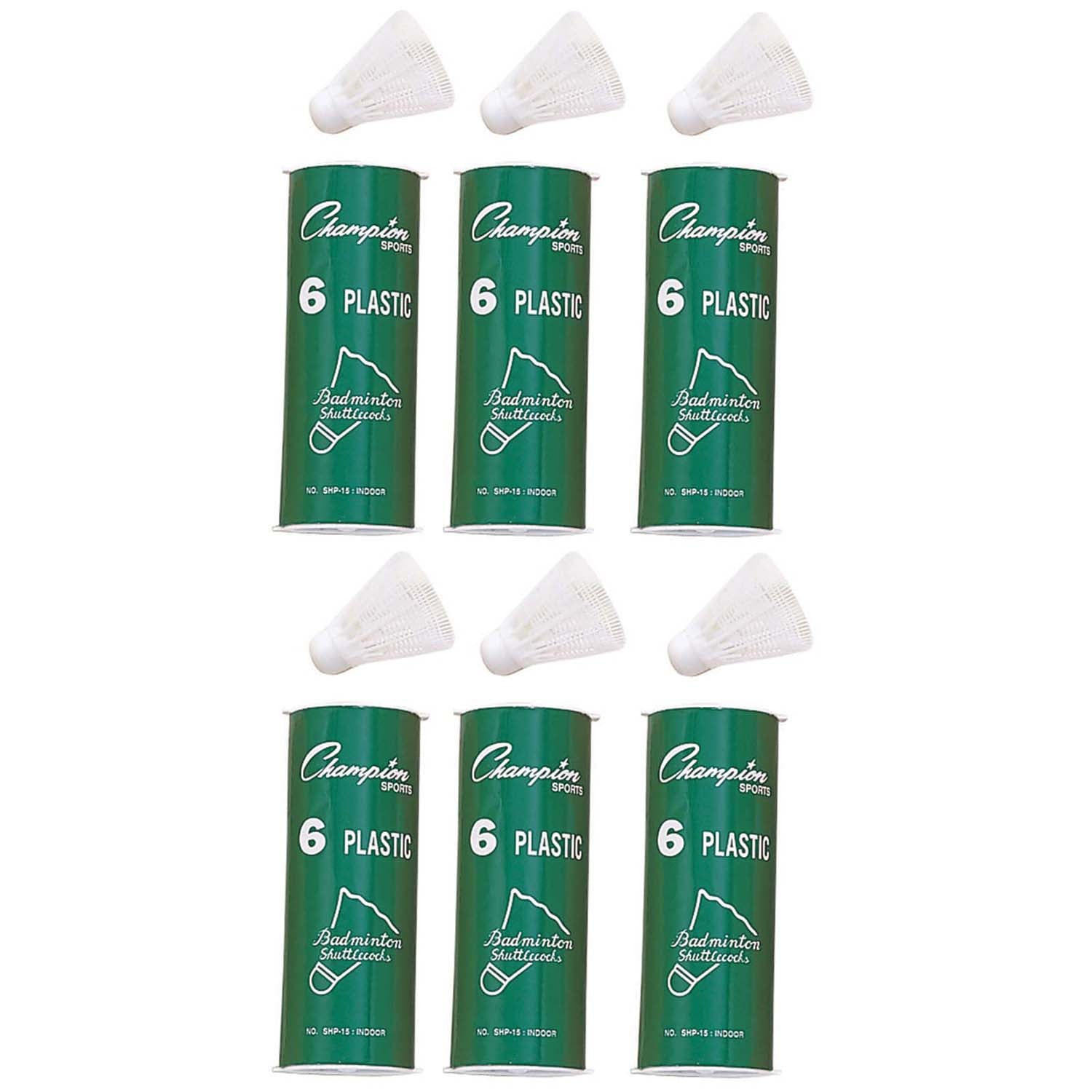 Plastic Indoor Shuttlecocks, 6 Per Pack, 6 Packs