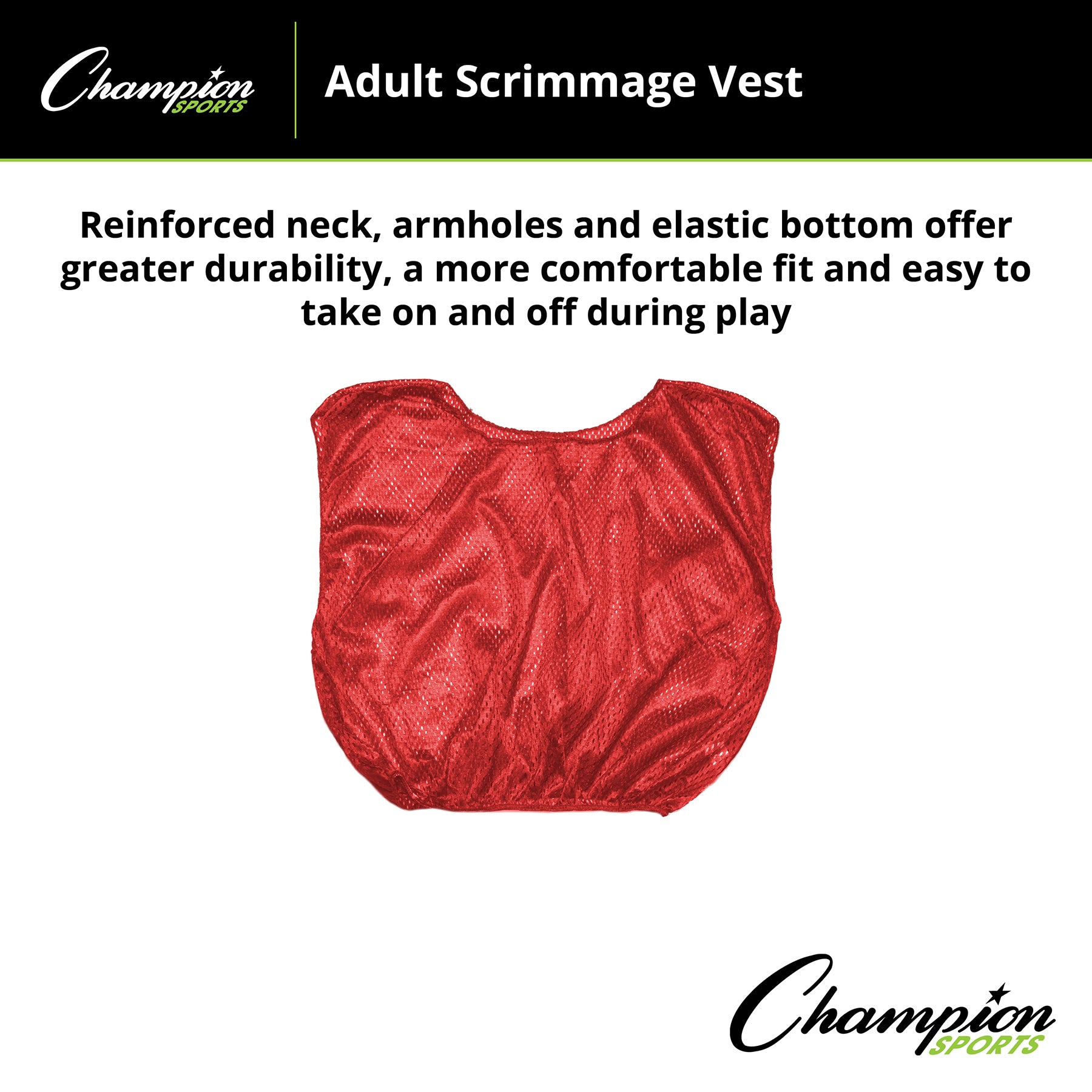 Practice Scrimmage Vest, Adult, Red, Pack of 12