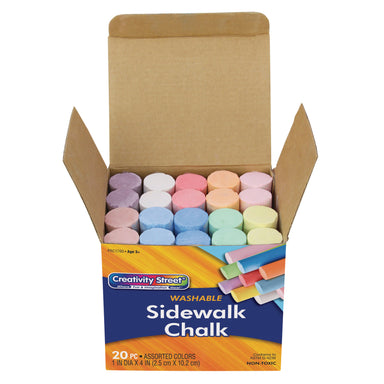 Sidewalk Chalk, Assorted Colors, 4", 20 Pieces Per Pack, 6 Packs - A1 School Supplies