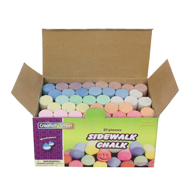 Sidewalk Chalk, Assorted Colors, 4", 37 Pieces Per Pack, 3 Packs - A1 School Supplies