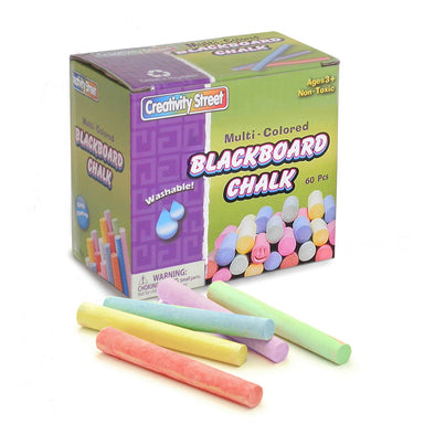 Blackboard Chalk, 5 Assorted Colors, 3/8" x 3-1/4", 60 Pieces Per Pack, 12 Packs - A1 School Supplies