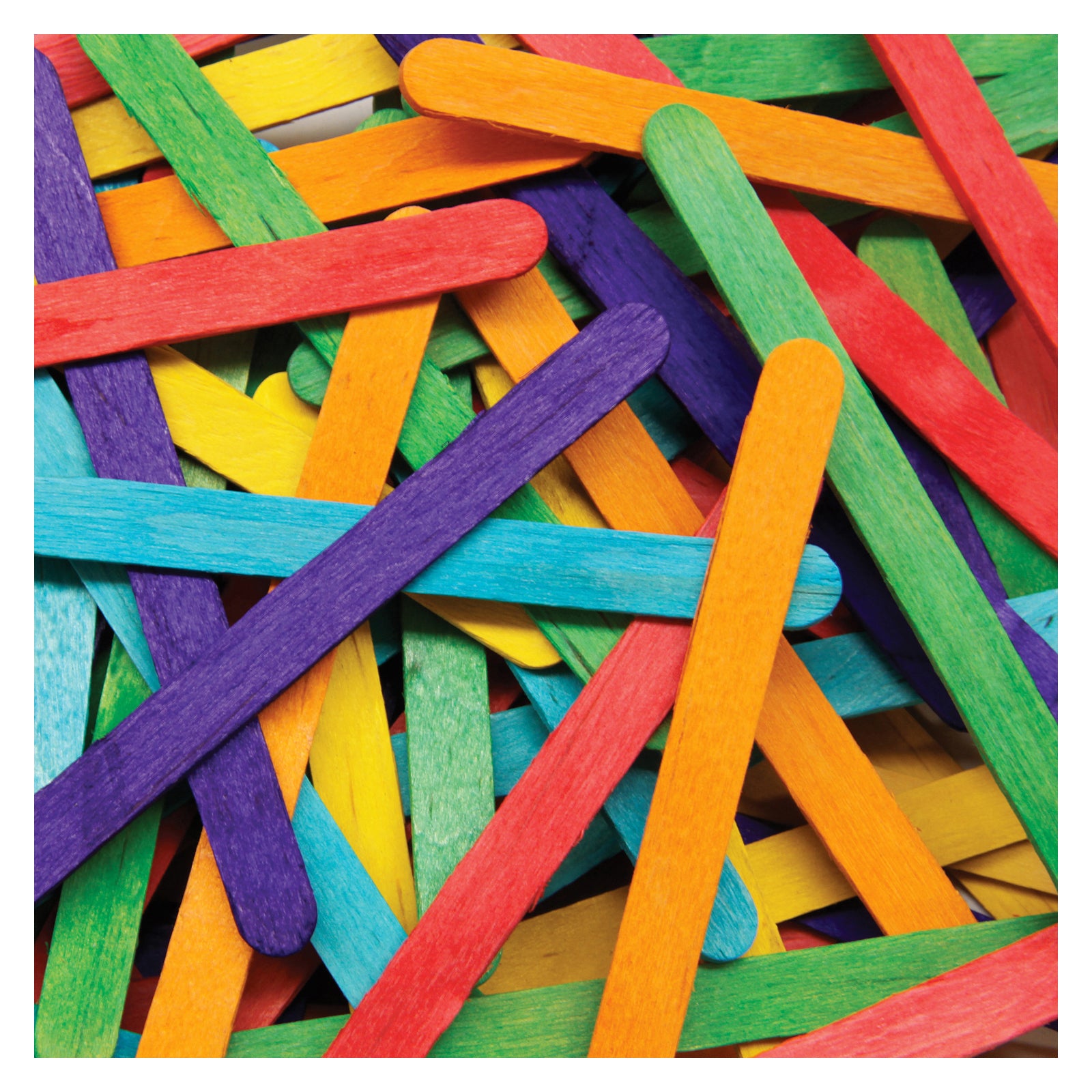 Regular Craft Sticks, Bright Hues Assorted, 4-1/2" x 3/8", 1000 Per Pack, 2 Packs