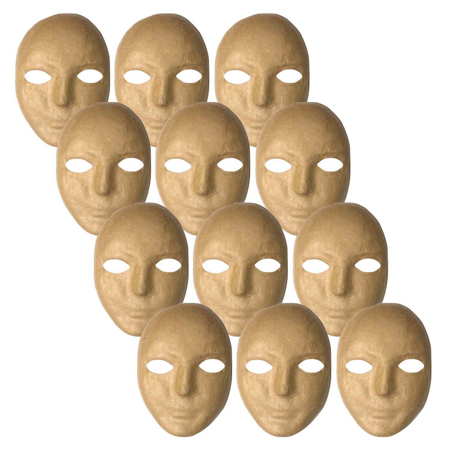 Papier Maché Mask, 8" x 5-1/4", Pack of 12