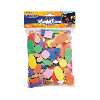 WonderFoam® Peel & Stick Shapes, Assorted Shapes, Colors & Sizes, 720 Pieces Per Pack, 3 Packs - A1 School Supplies