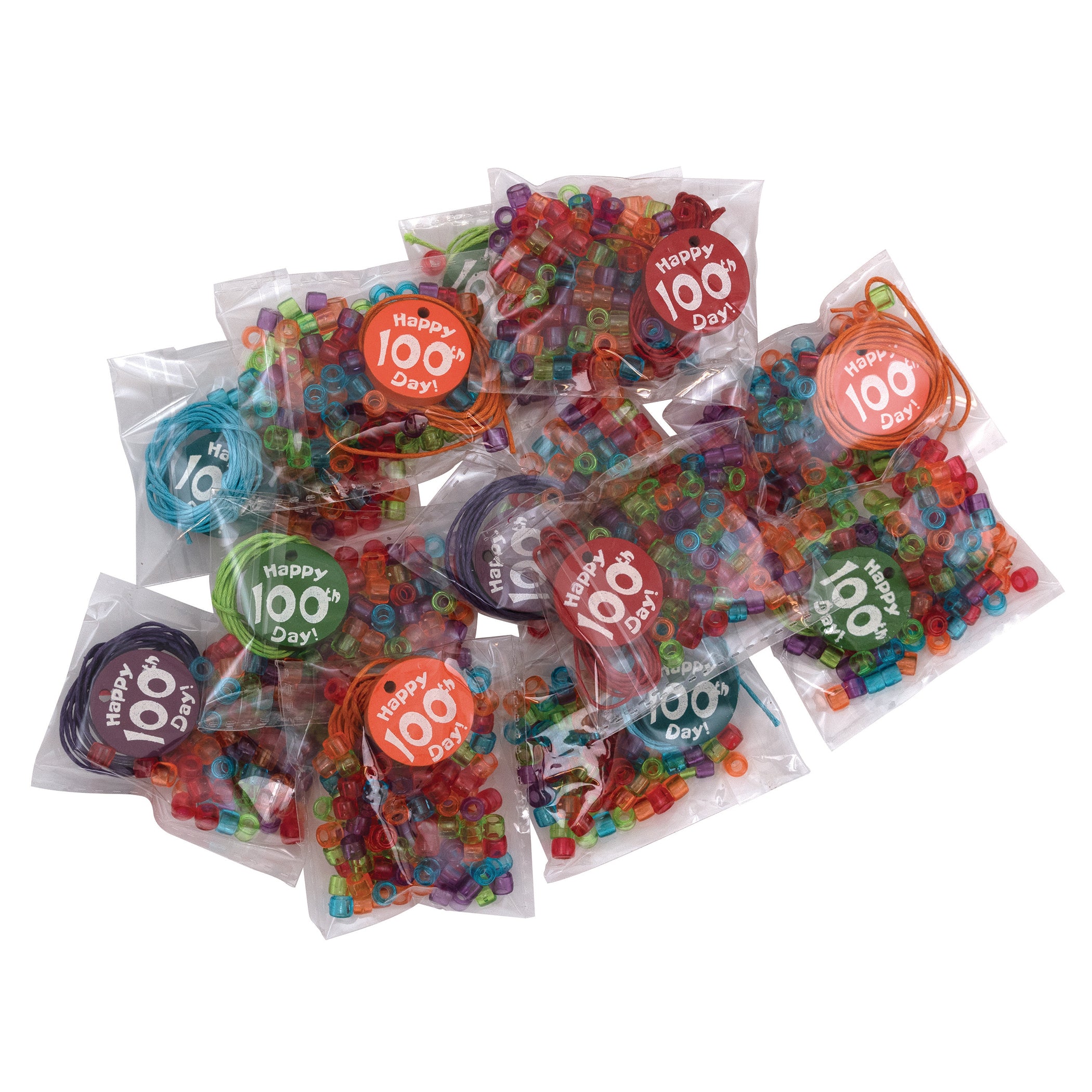 100 Days of School Bead Kit, Assorted Sizes, 12 Kits Per Pack, 3 Packs