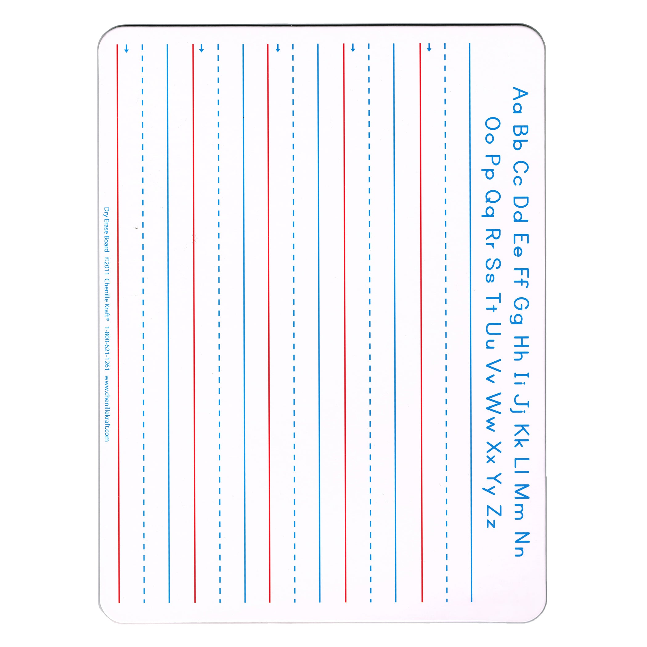 Handwriting Whiteboard, 2-Sided, Ruled/Plain, 1" x 1/2" x 1/2" Ruled, 9" x 12", 10 Boards