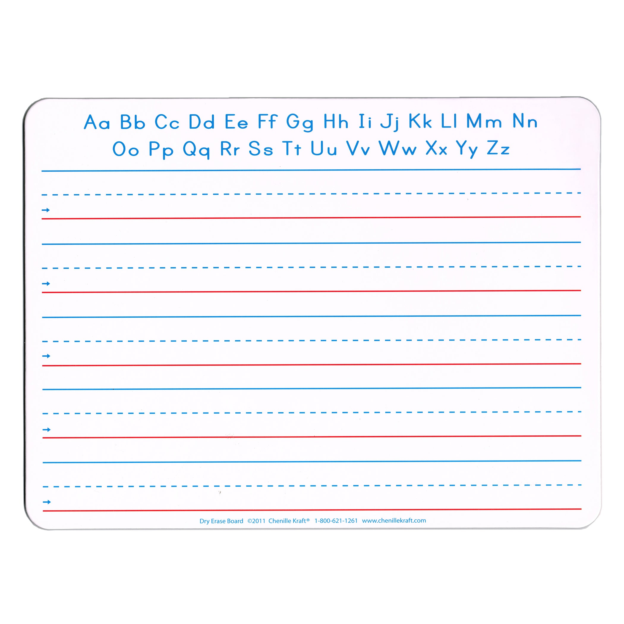 Handwriting Whiteboard, 2-Sided, Ruled/Plain, 1" x 1/2" x 1/2" Ruled, 9" x 12", 10 Boards