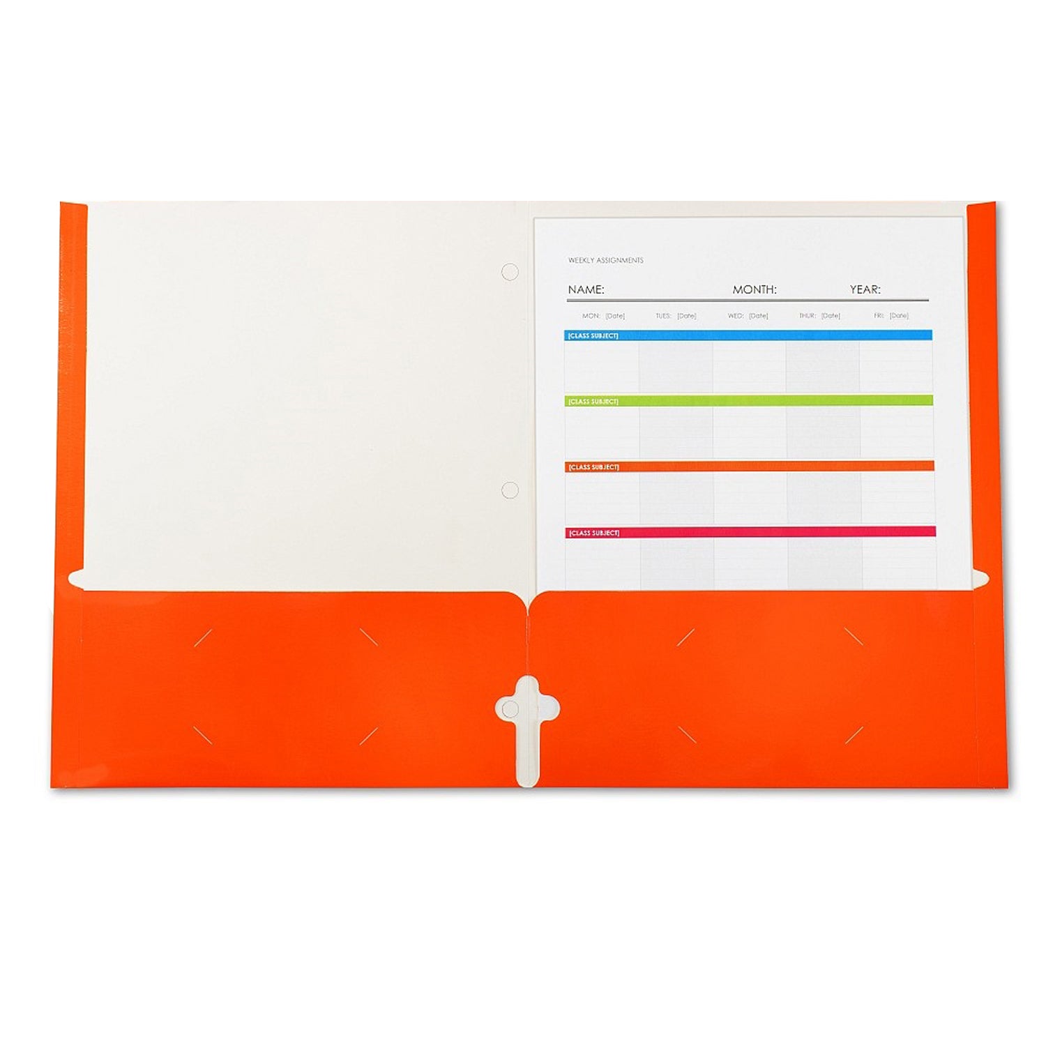 2-Pocket Laminated Paper Portfolios with 3-Hole Punch, Orange, Box of 25