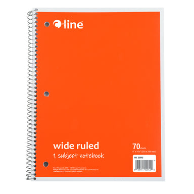 1-Subject Notebook, 70 Page, Wide Ruled, Orange, Pack of 12 - A1 School Supplies