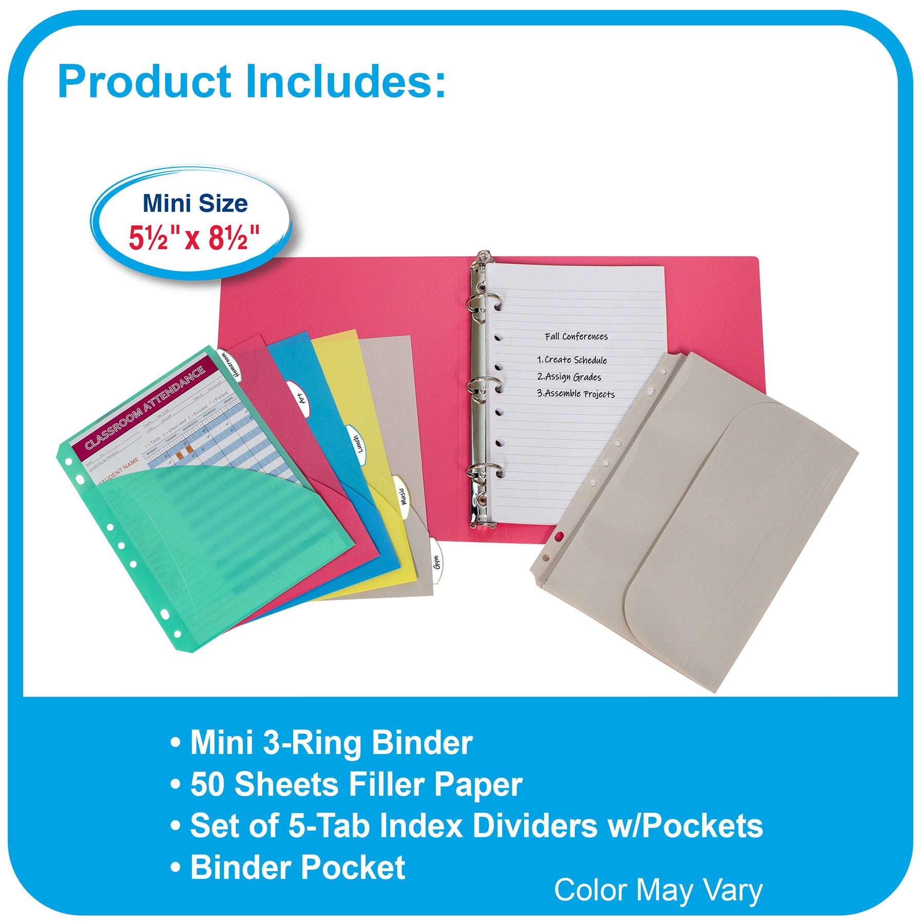 Mini Size Binder Starter Kit, Assorted, Pack of 2