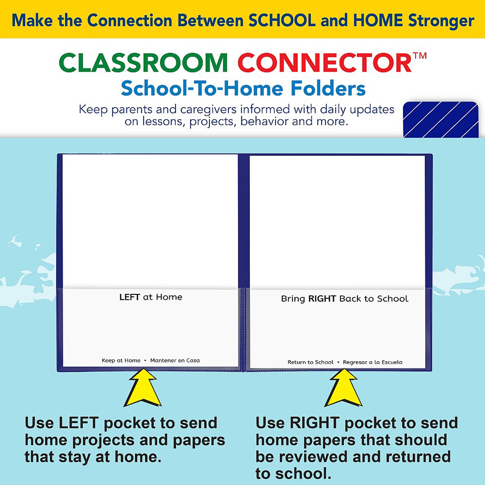 Classroom Connector™ School-To-Home Folders, Blue, Box of 25 - A1 School Supplies