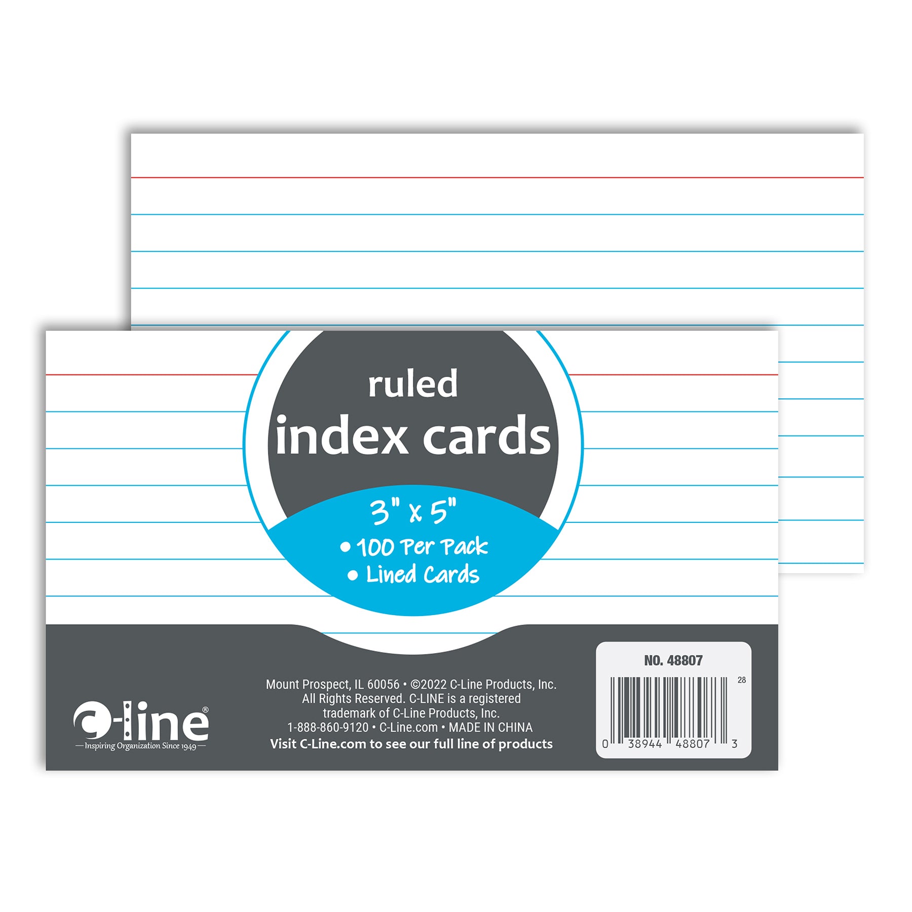 Index Cards, 3" x 5", White, 100 Per Pack, 12 Packs