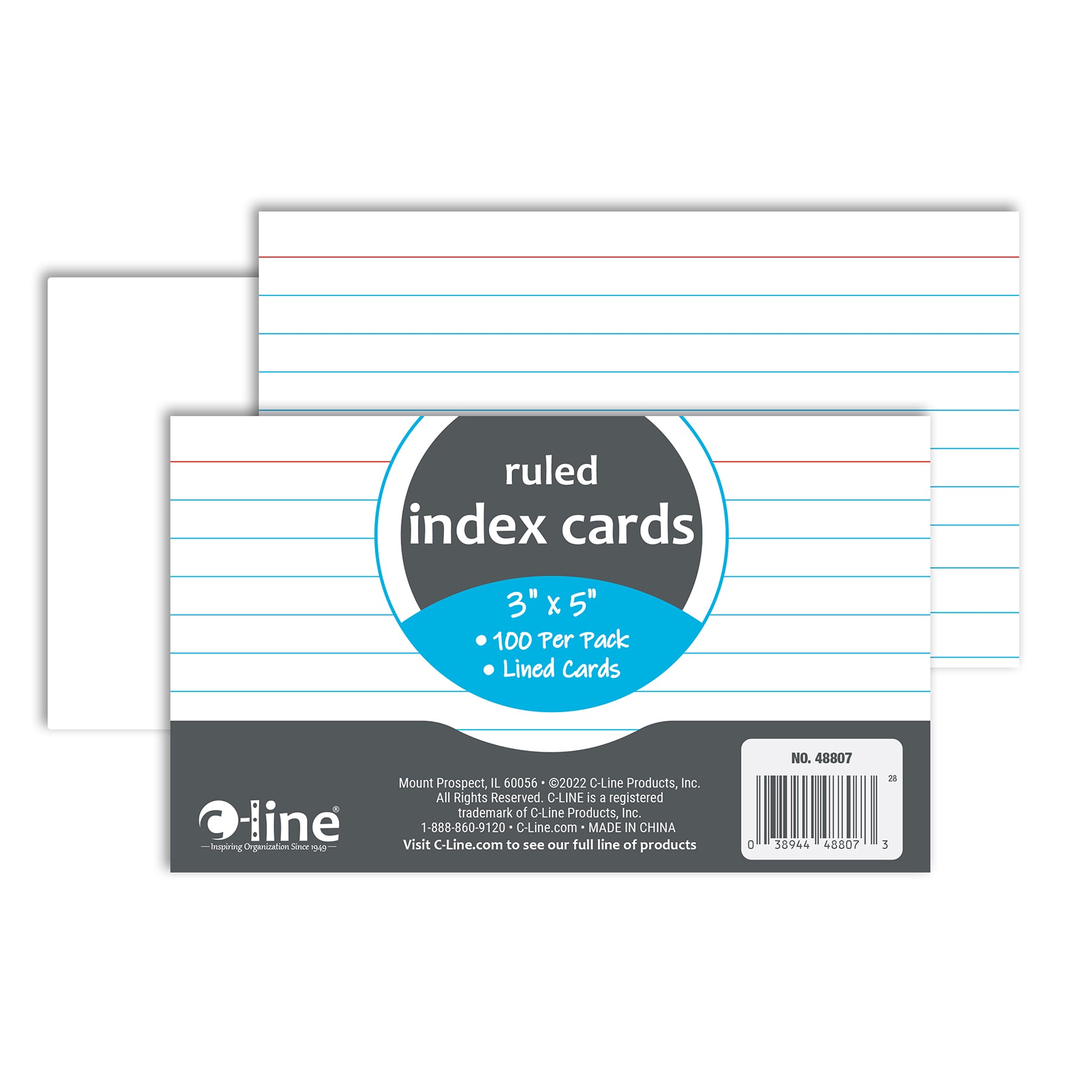 Index Cards, 3" x 5", White, 100 Per Pack, 12 Packs