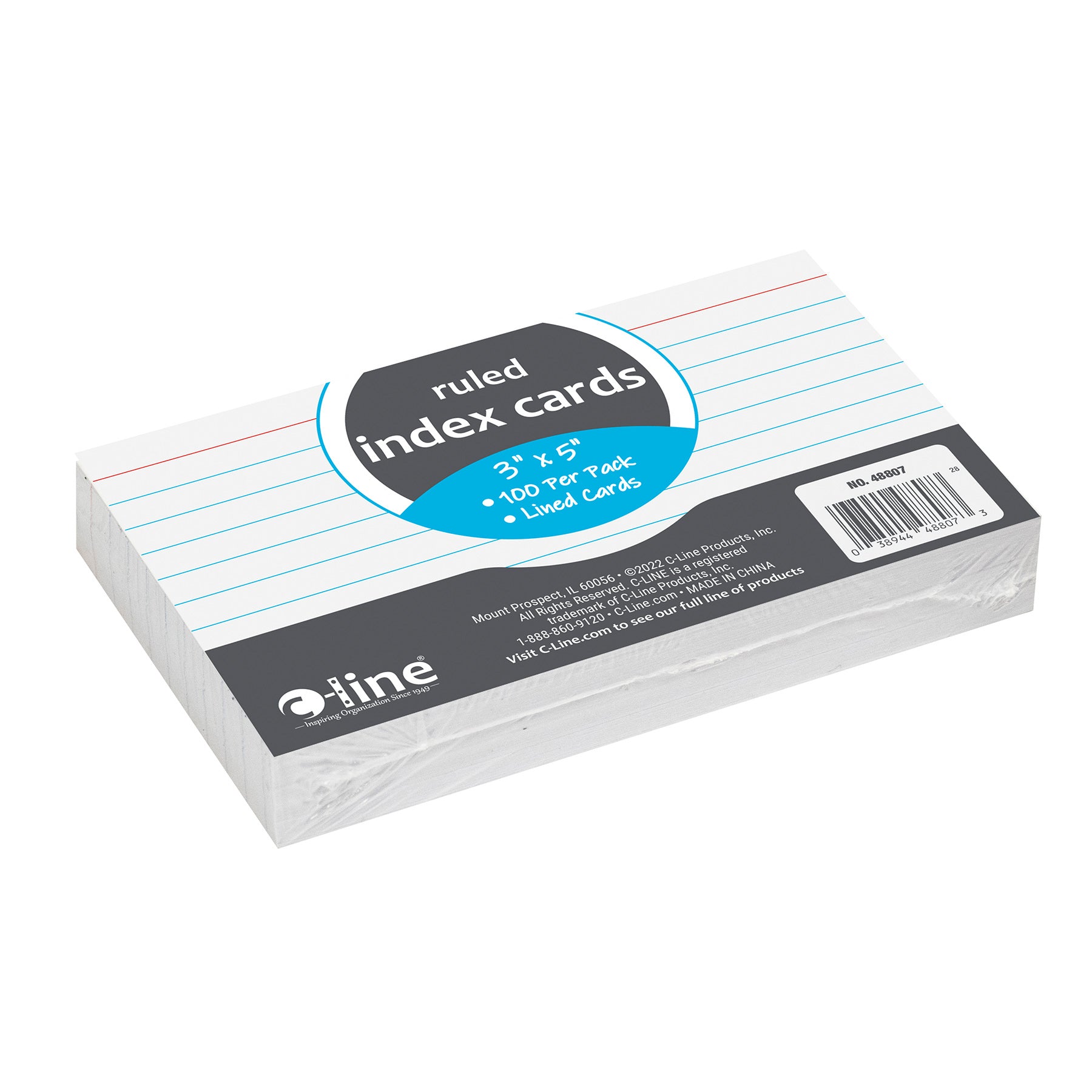 Index Cards, 3" x 5", White, 100 Per Pack, 12 Packs