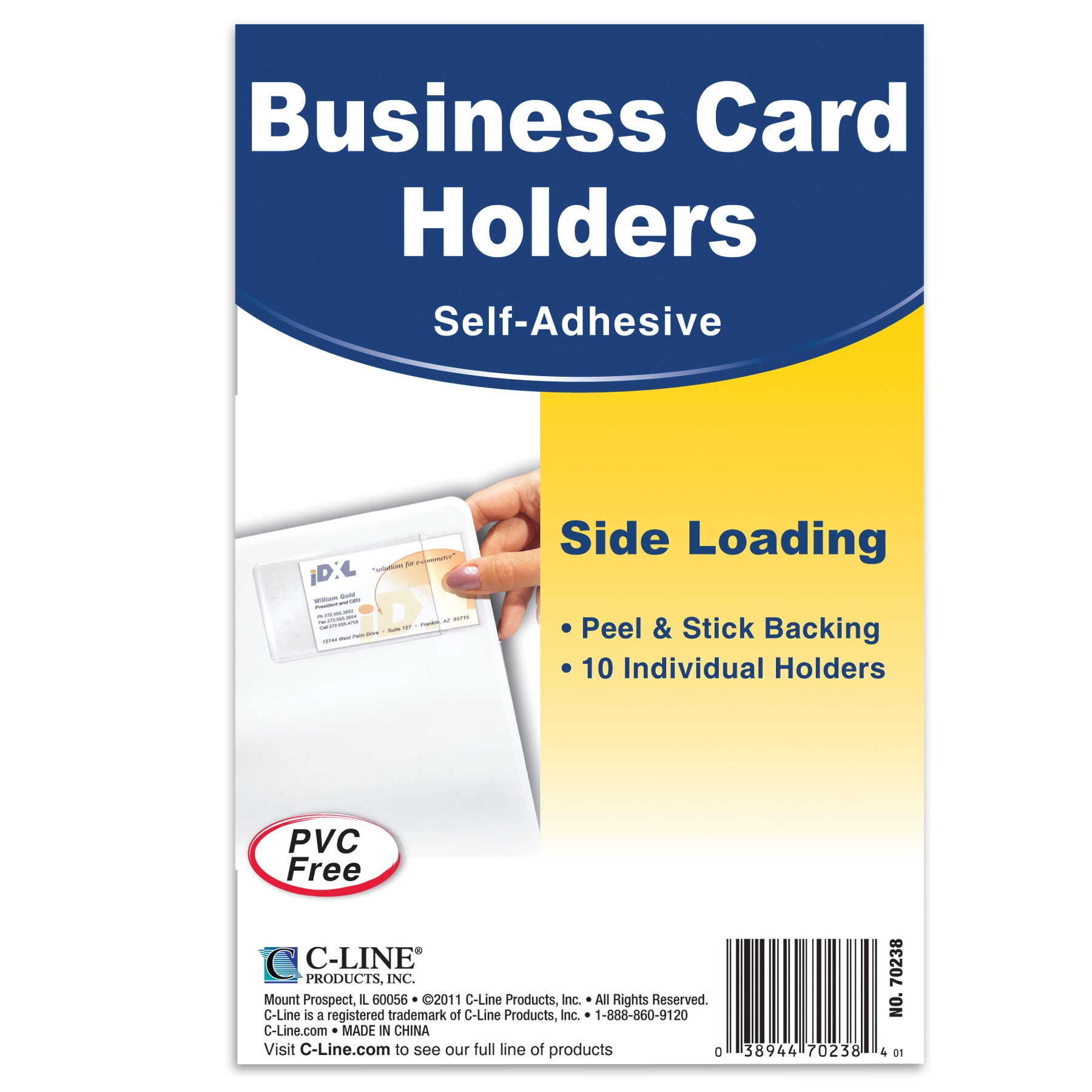 Self-Adhesive Business Card Holder, Side Load, 2" x 3-1/2", 10 Per Pack, 5 Packs - A1 School Supplies