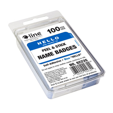 Pressure Sensitive Badges, Hello my name is, Blue, 3-1/2" x 2-1/4", 100 Per Pack, 5 Packs - A1 School Supplies