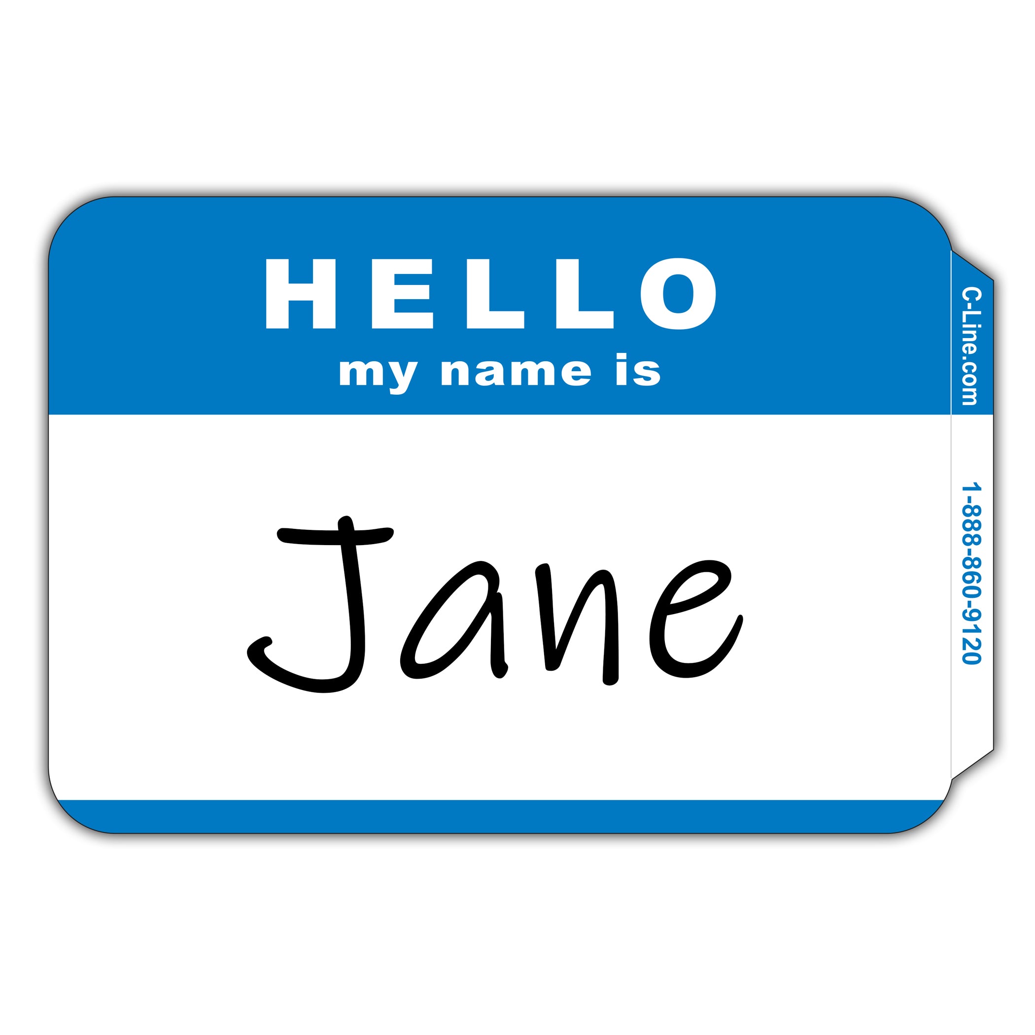 Pressure Sensitive Badges, Hello my name is, Blue, 3-1/2" x 2-1/4", 100 Per Pack, 5 Packs - A1 School Supplies