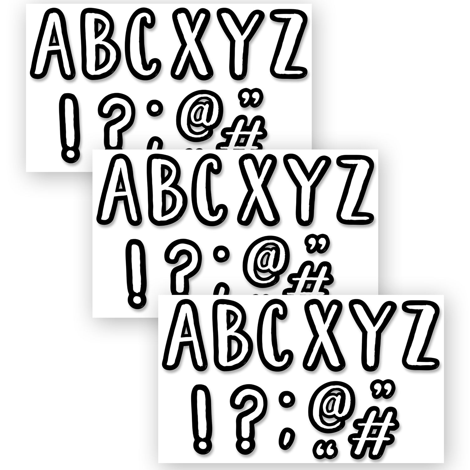 Café 7 Inch Designer Letters, 114 Pieces Per Pack, 3 Packs