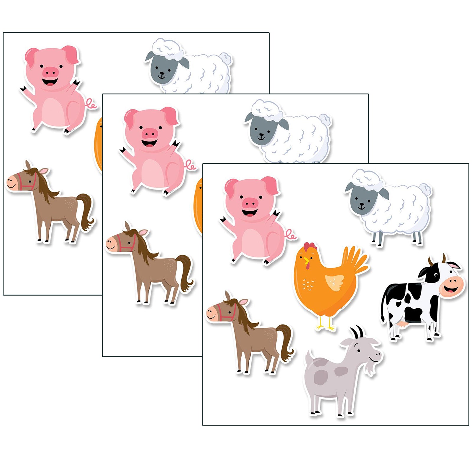 Farm Friends 6" Designer Cut-Outs, 36 Per Pack, 3 Packs