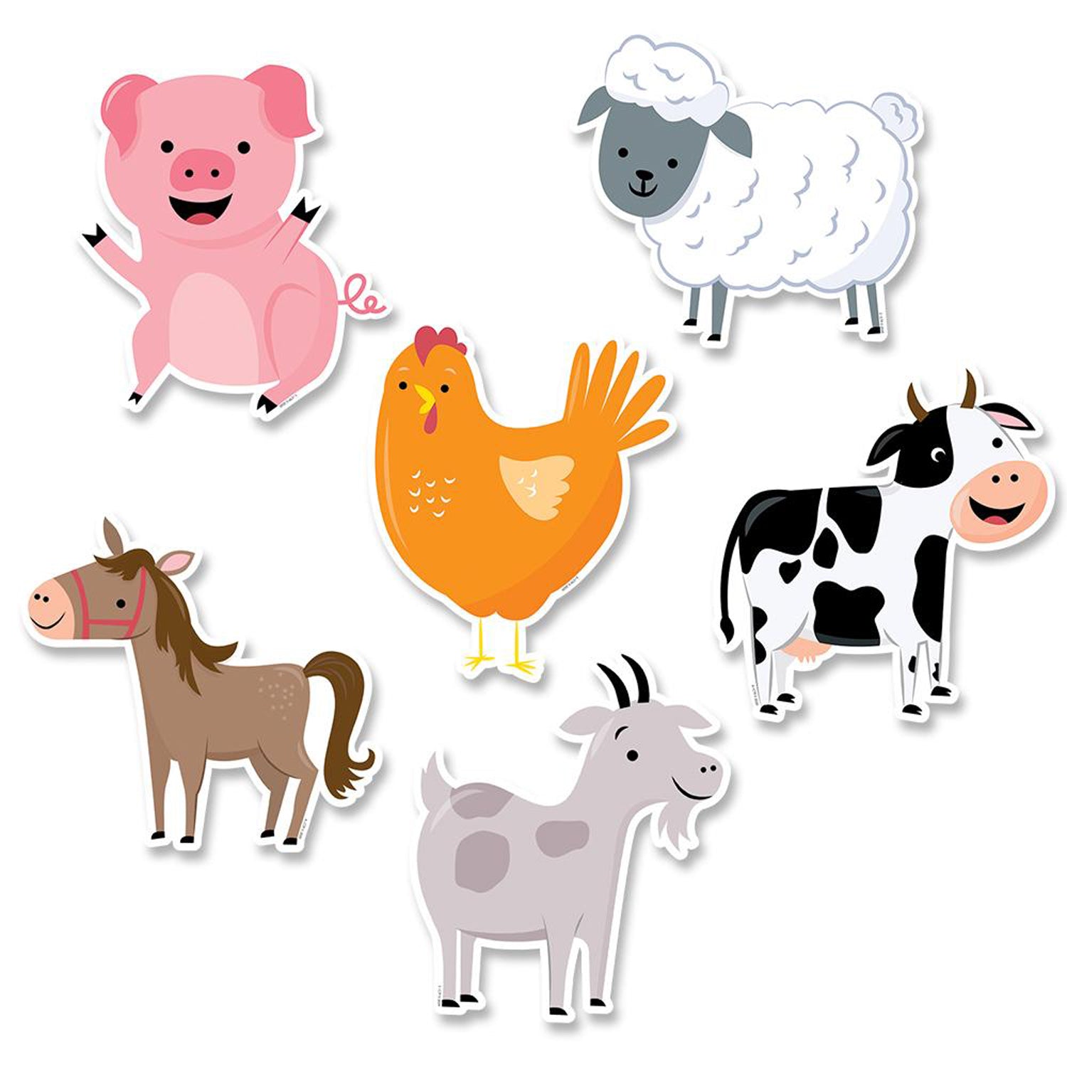 Farm Friends 6" Designer Cut-Outs, 36 Per Pack, 3 Packs