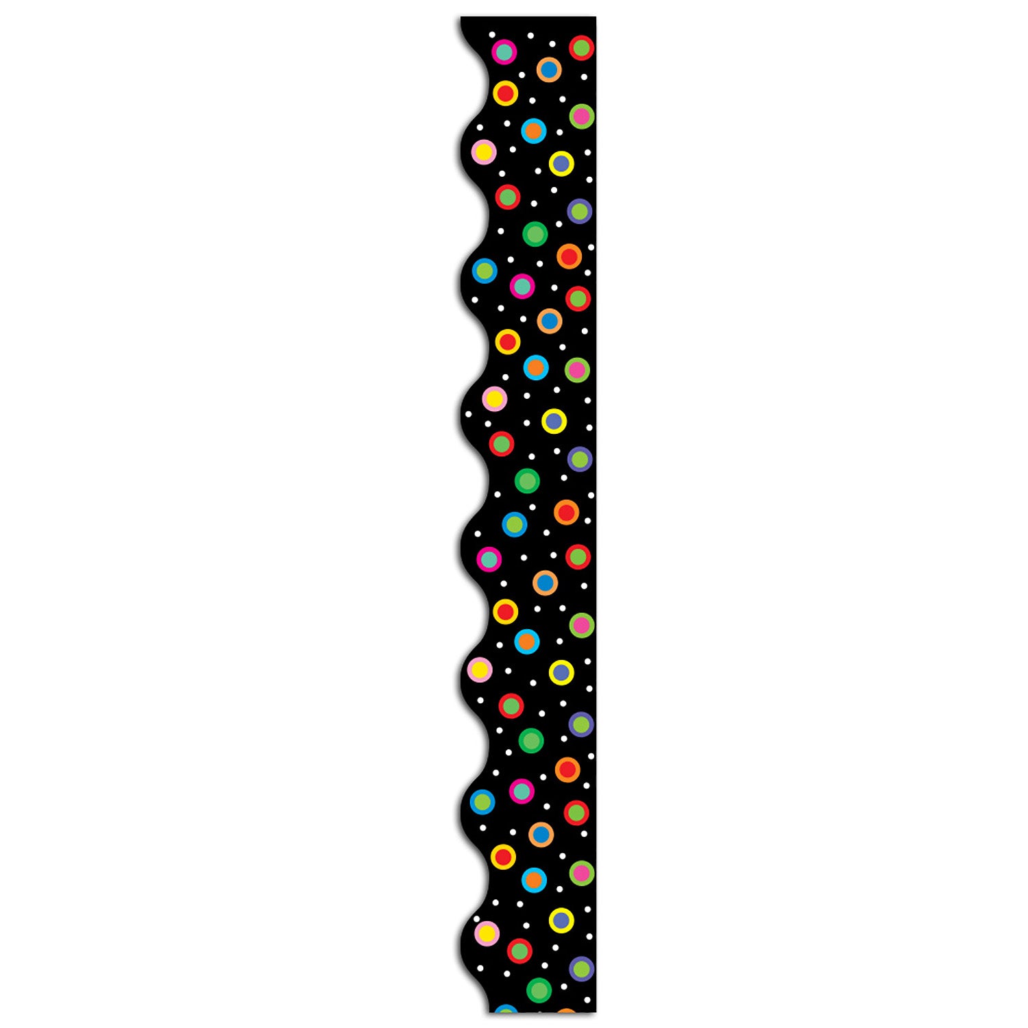 Dots on Black Wavy EZ Border, 48 Feet Per Pack, 3 Packs