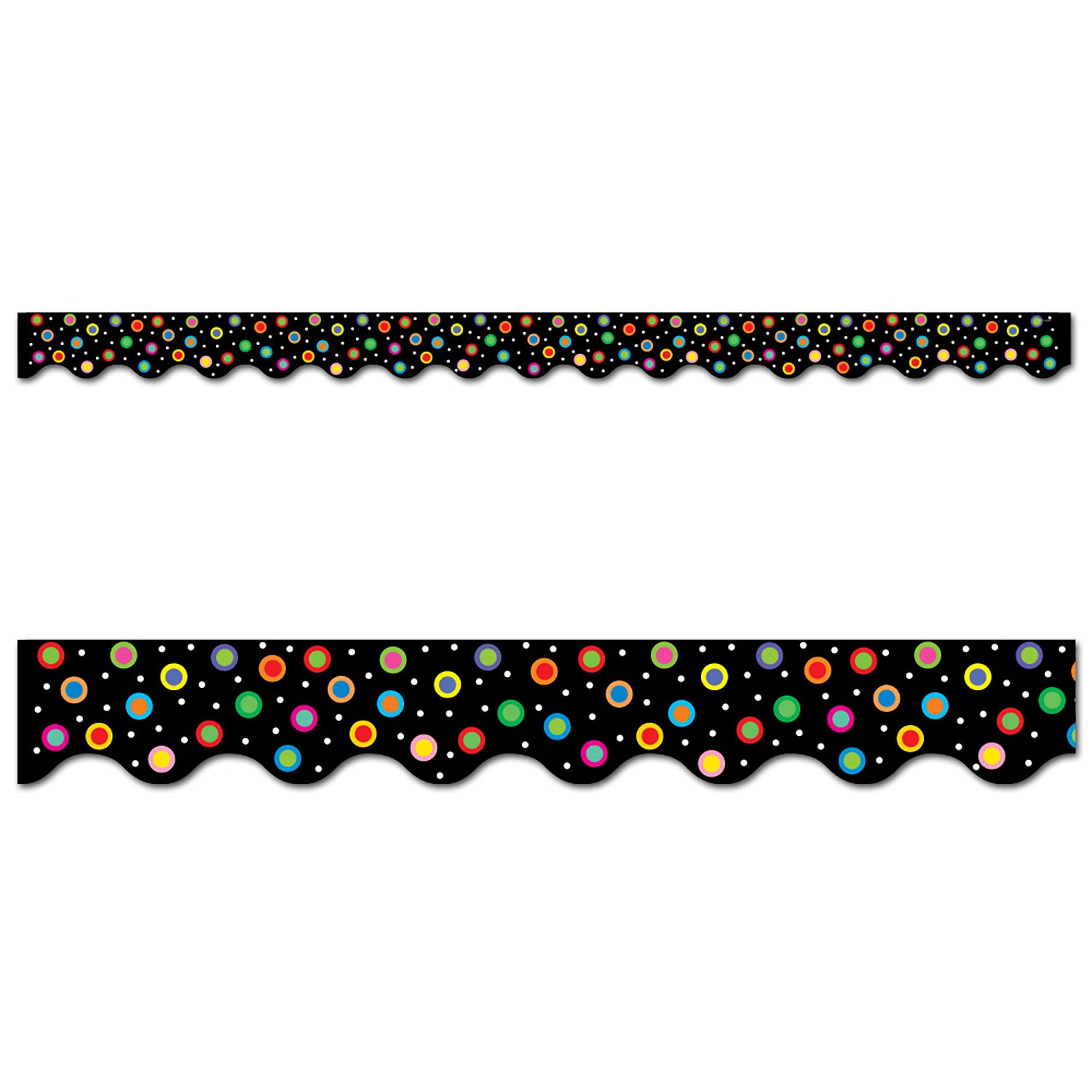 Dots on Black Wavy EZ Border, 48 Feet Per Pack, 3 Packs