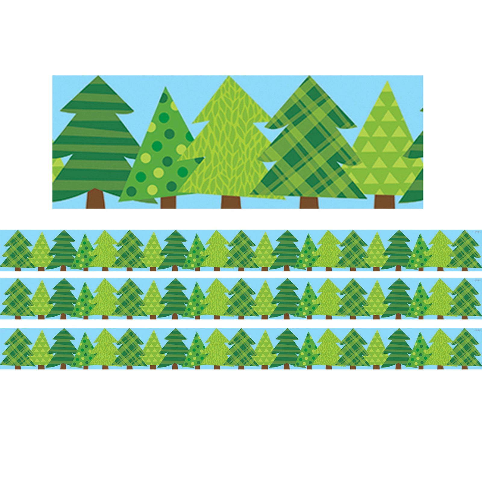 Woodland Friends Patterned Pine Trees EZ Border, 48 Feet Per Pack, 3 Packs