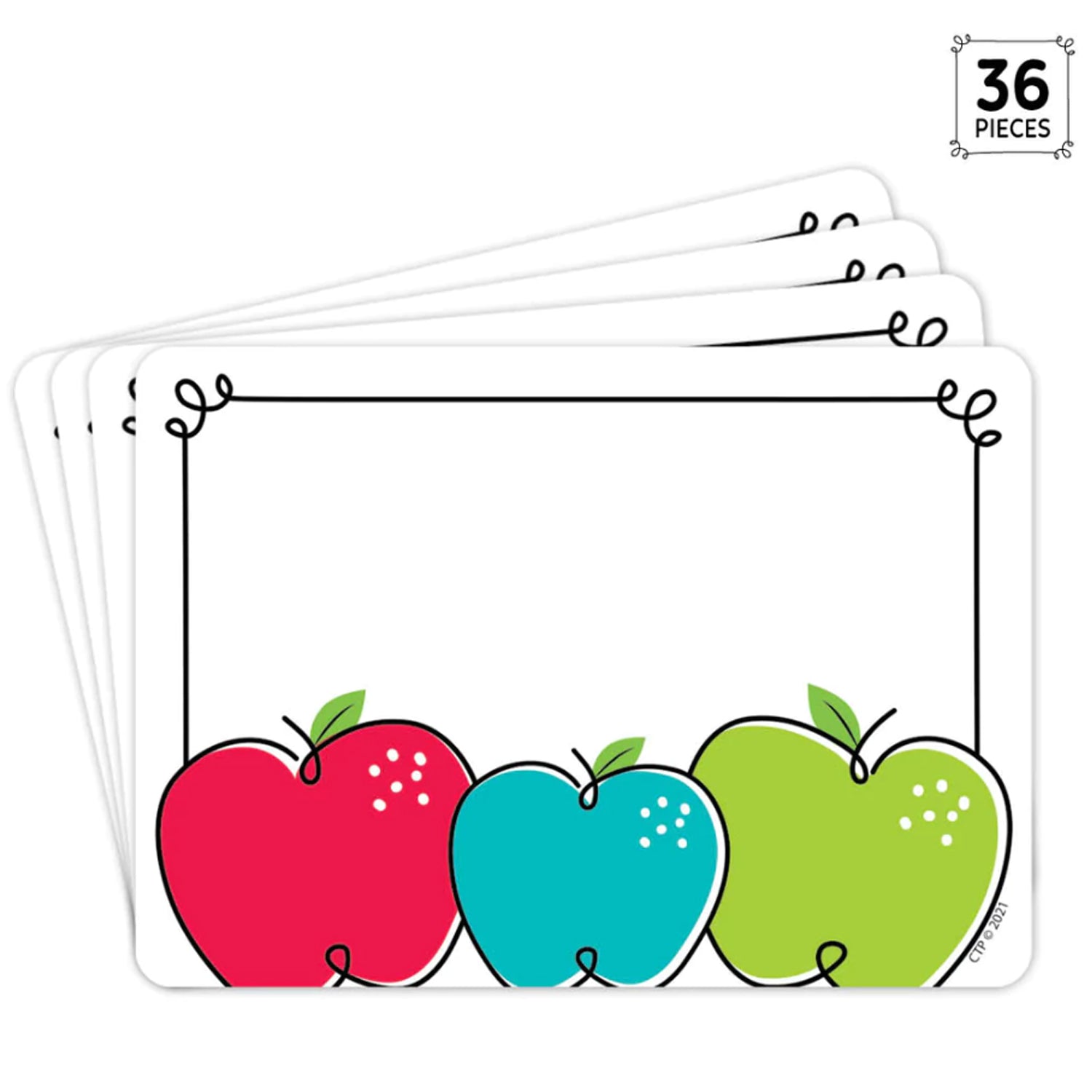 Doodle Apples Labels, 3-1/2" x 2-1/2", 36 Per Pack, 6 Packs - A1 School Supplies