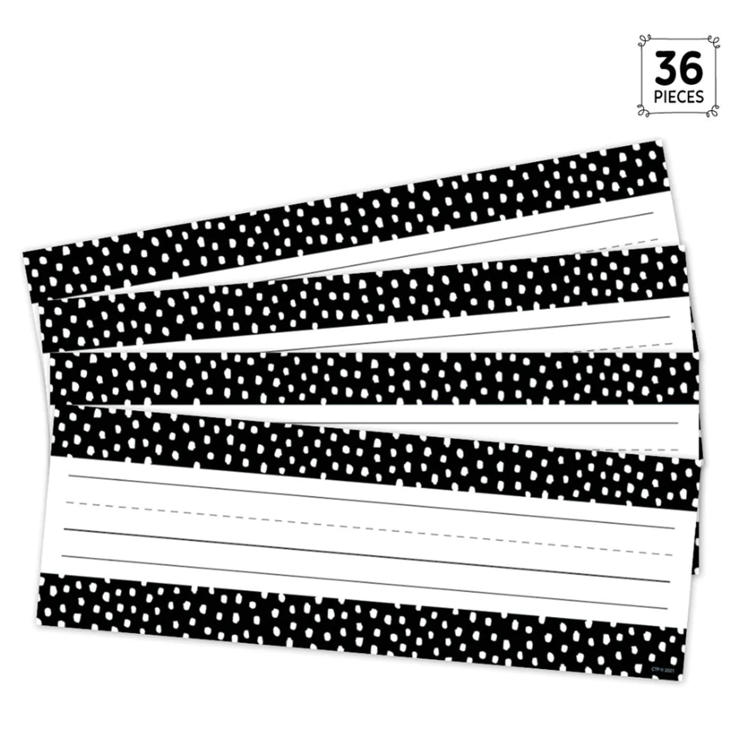 Messy Dots on Black Name Plates, 9-1/2" x 3-1/4", 36 Per Pack, 6 Packs - A1 School Supplies