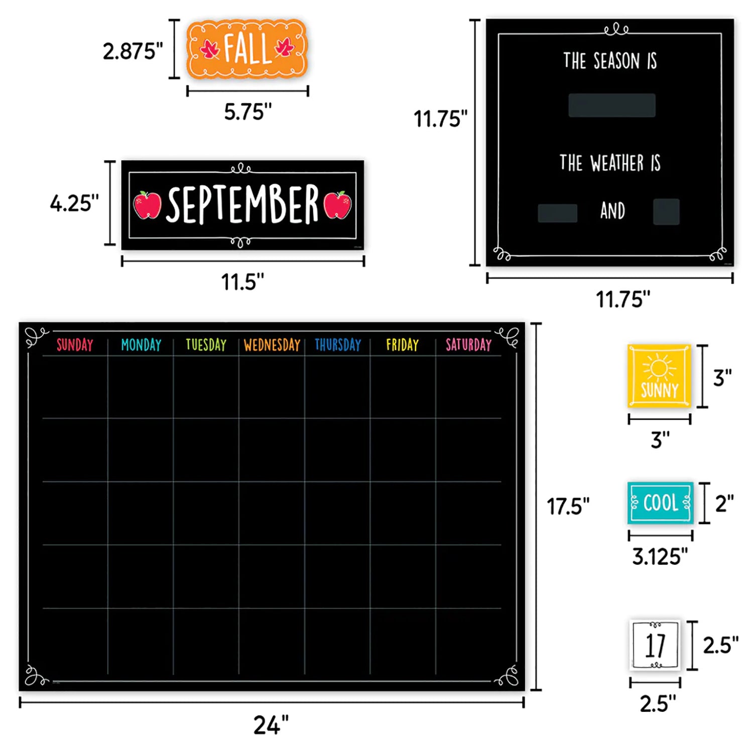 Doodle Calendar Bulletin Board Set