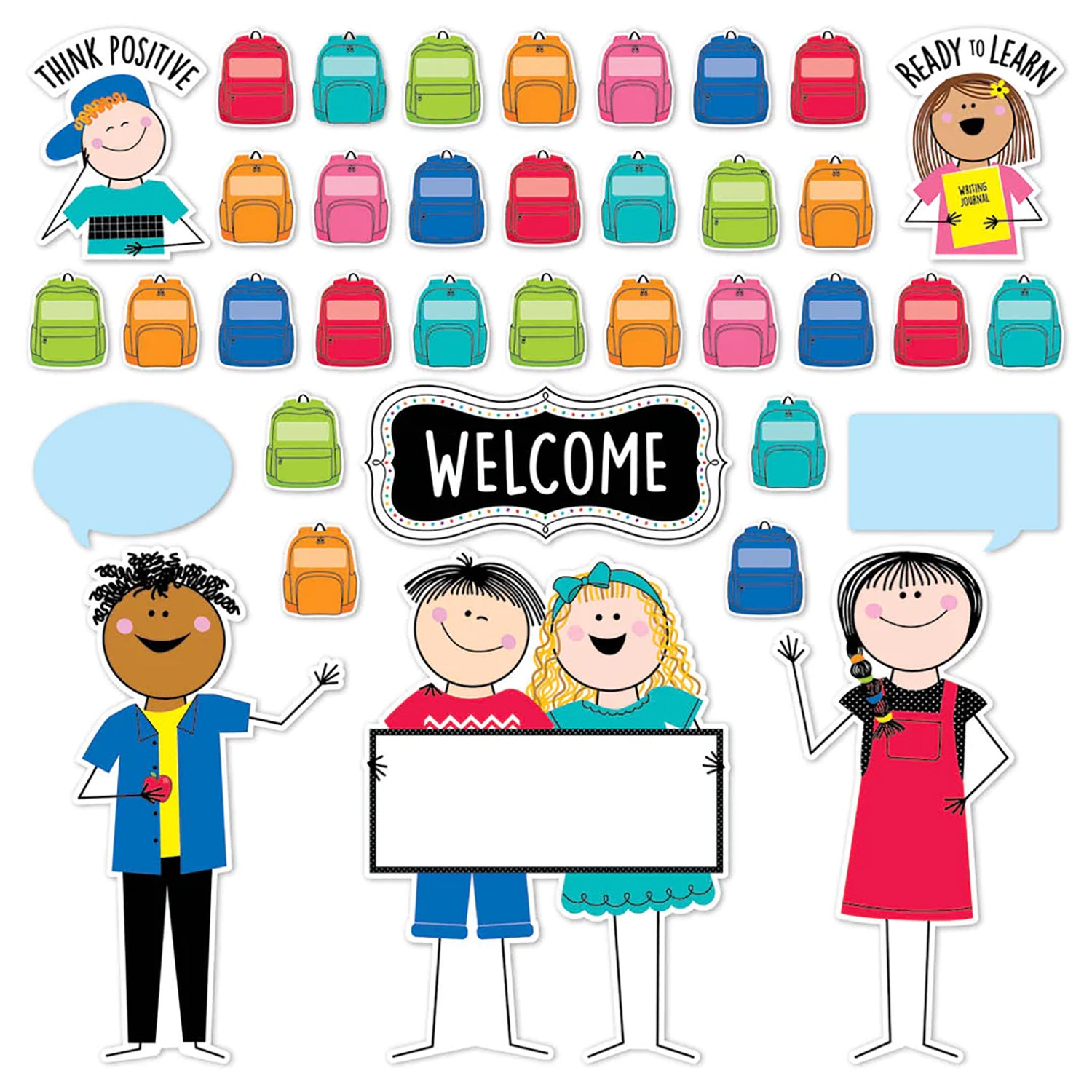 Stick Kids All Are Welcome Bulletin Board Set