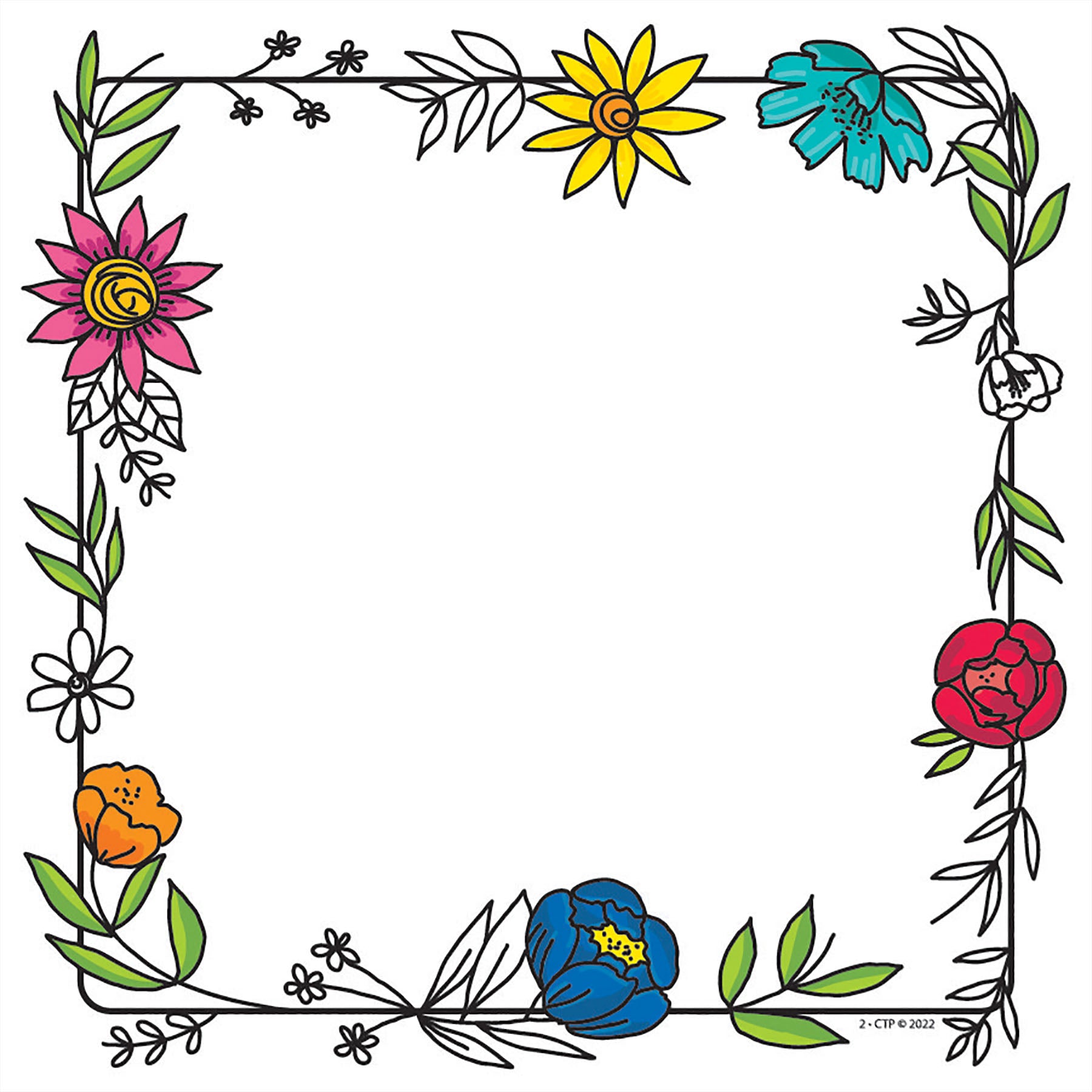 Bright Blooms Doodly Blooms 6" Designer Cut-Outs, 36 Per Pack, 3 Packs