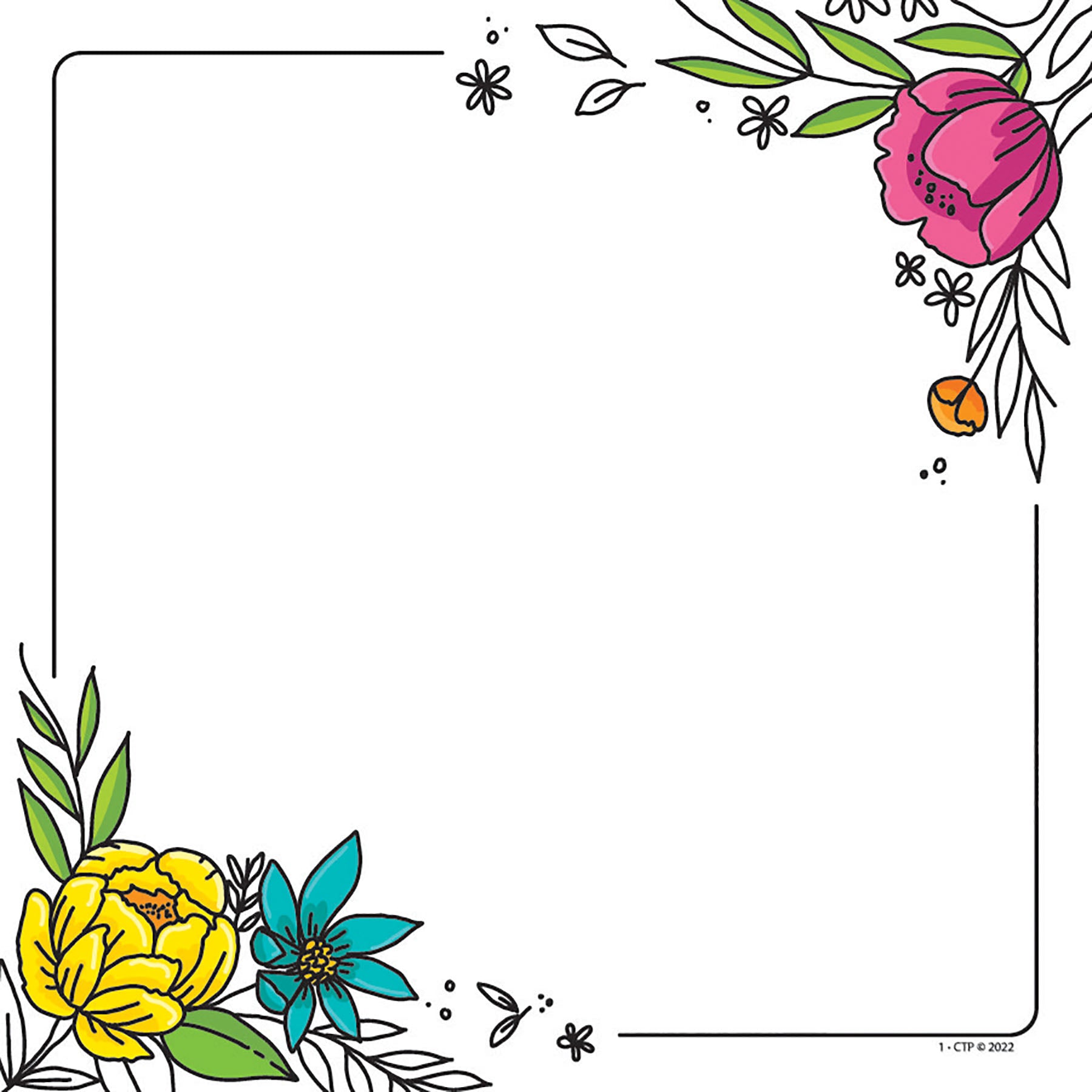 Bright Blooms Doodly Blooms 6" Designer Cut-Outs, 36 Per Pack, 3 Packs