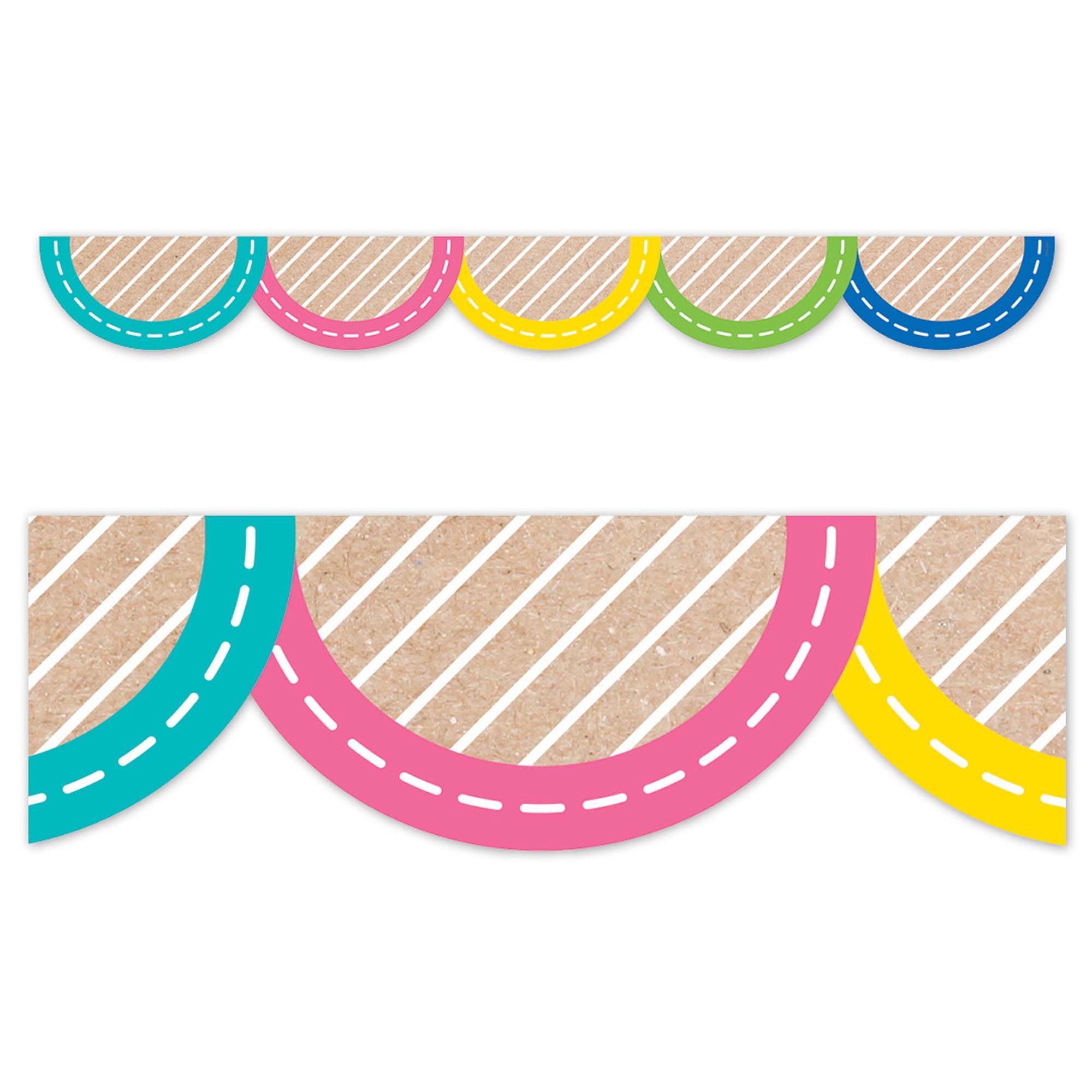 Krafty Pop Colorful Kraft Jumbo Scallops EZ Border, 48 Feet Per Pack, 3 Packs